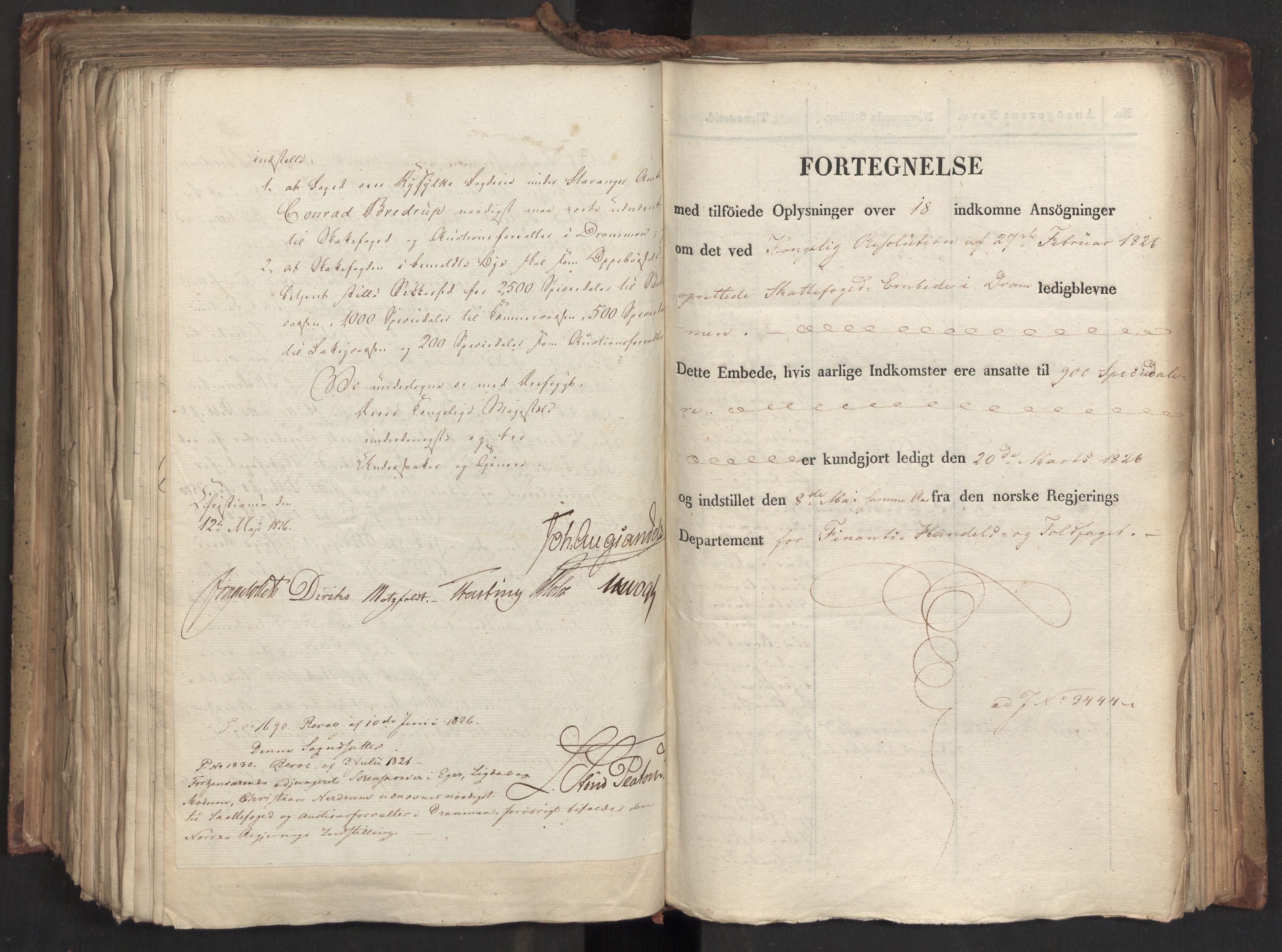 Statsrådsavdelingen i Stockholm, RA/S-1003/D/Da/L0046: Regjeringsinnstillinger nr. 3308-3500, 1826, p. 384