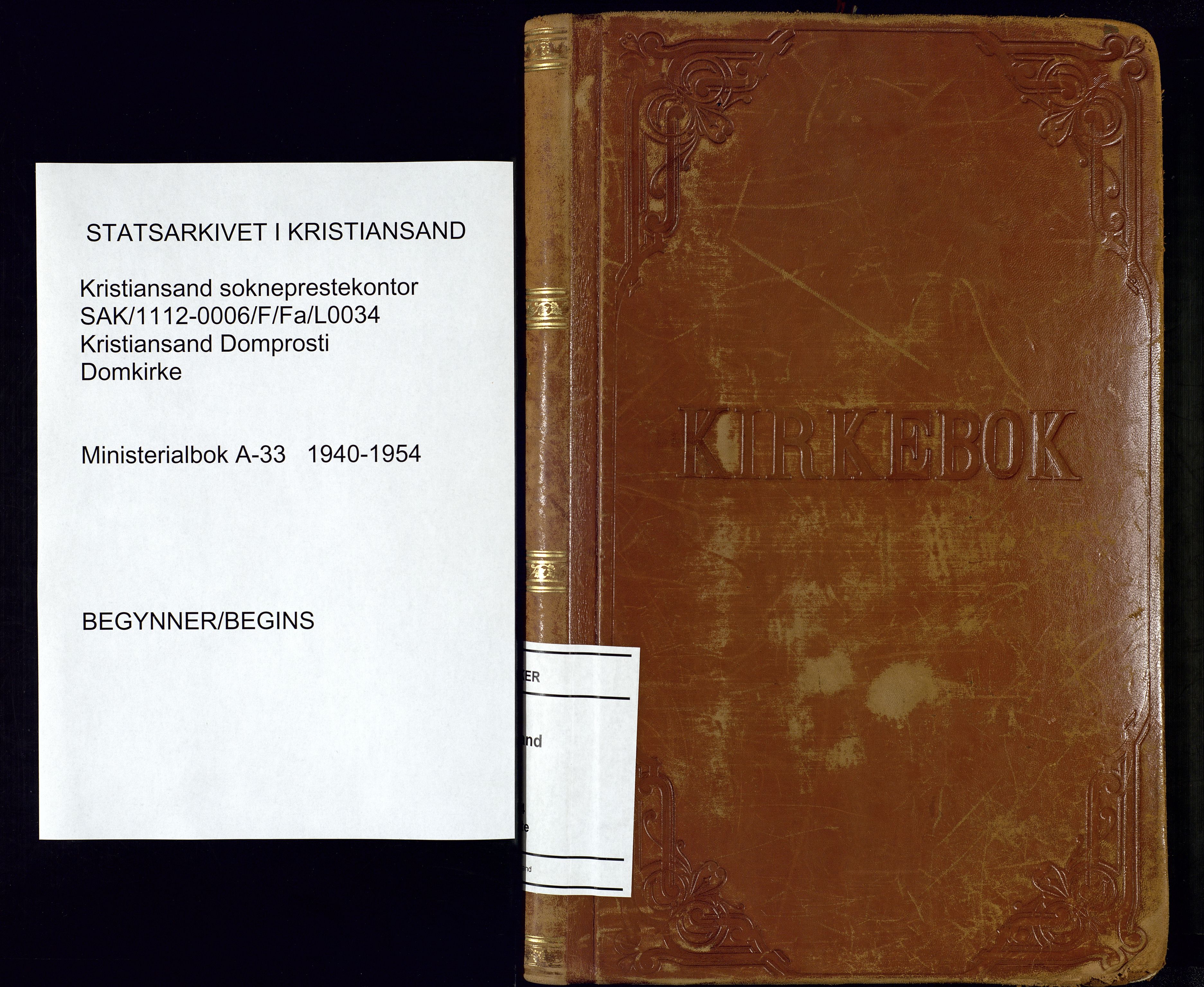 Kristiansand domprosti, SAK/1112-0006/F/Fa/L0034: Parish register (official) no. A-33, 1940-1954