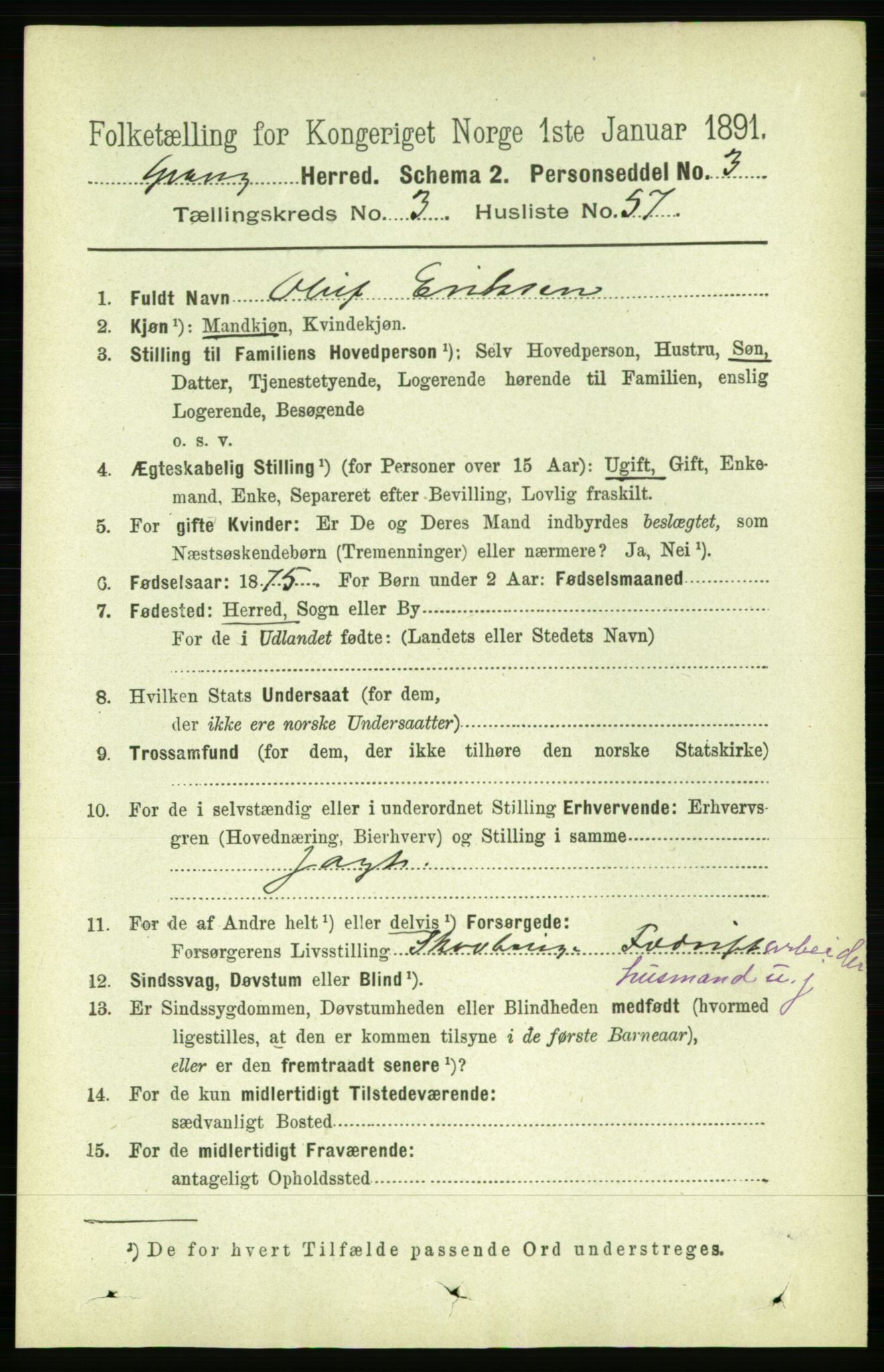 RA, 1891 census for 1742 Grong, 1891, p. 1435