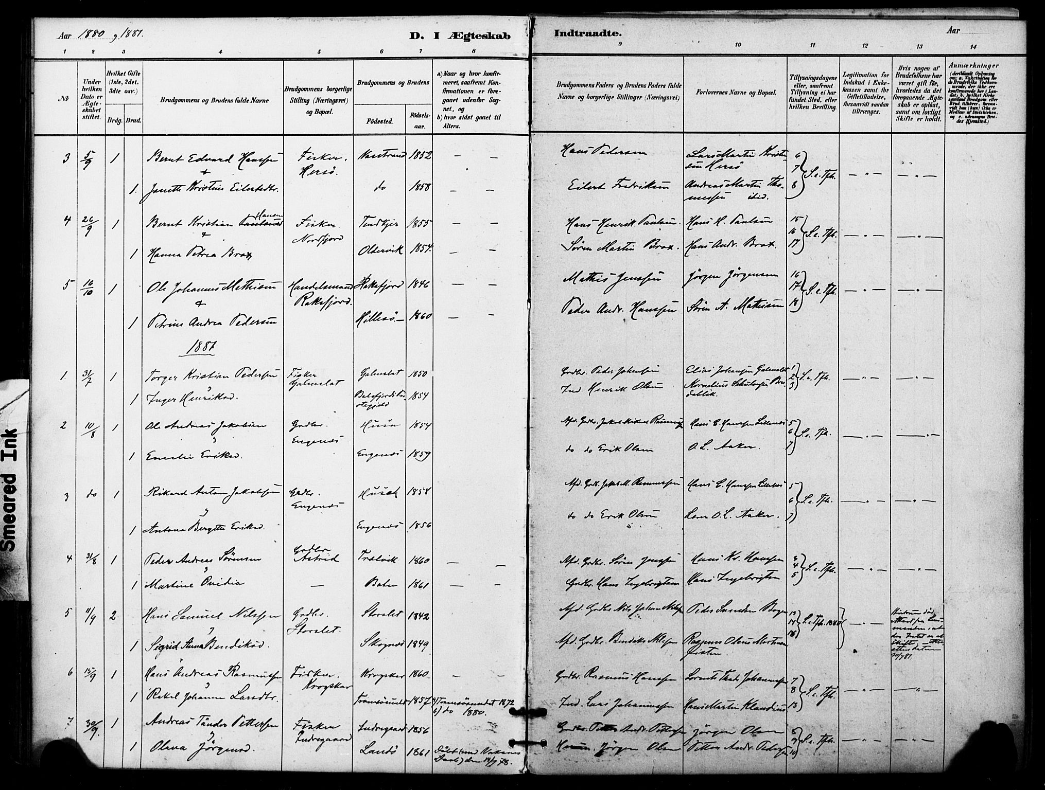 Lenvik sokneprestembete, SATØ/S-1310/H/Ha/Haa/L0012kirke: Parish register (official) no. 12, 1880-1895