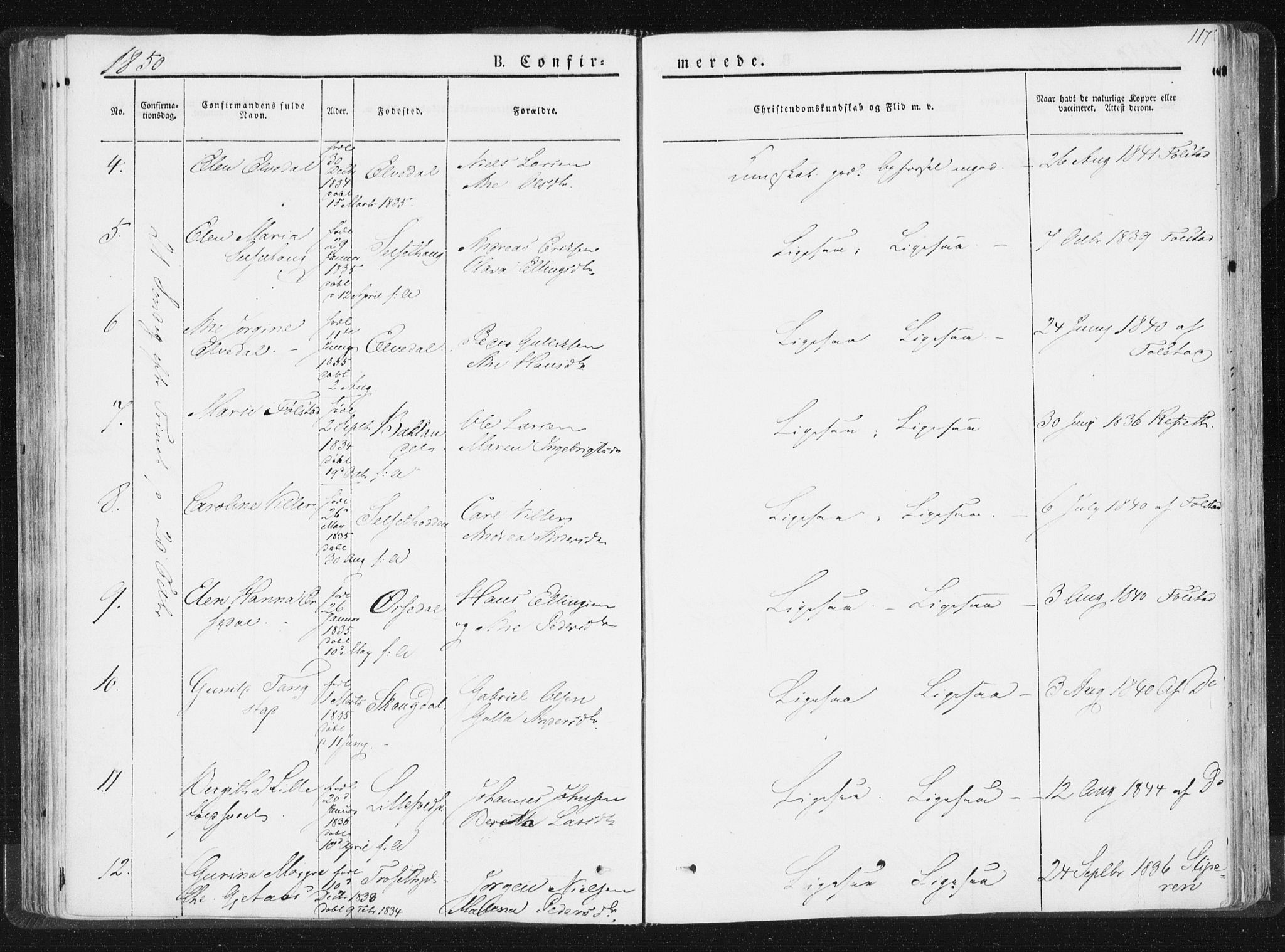 Ministerialprotokoller, klokkerbøker og fødselsregistre - Nord-Trøndelag, SAT/A-1458/744/L0418: Parish register (official) no. 744A02, 1843-1866, p. 117