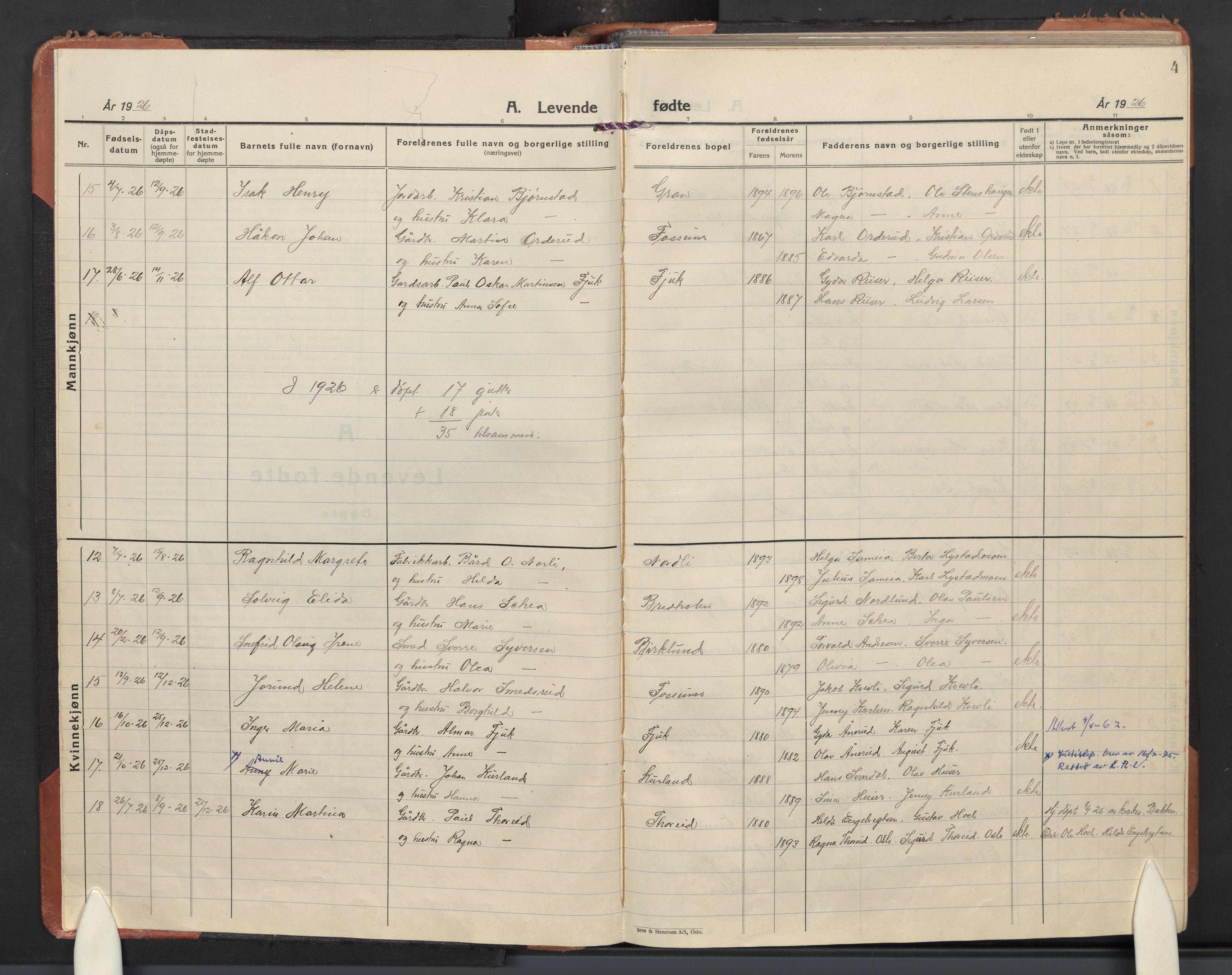 Aurskog prestekontor Kirkebøker, AV/SAO-A-10304a/F/Fb: Parish register (official) no. II 6, 1926-1957, p. 4