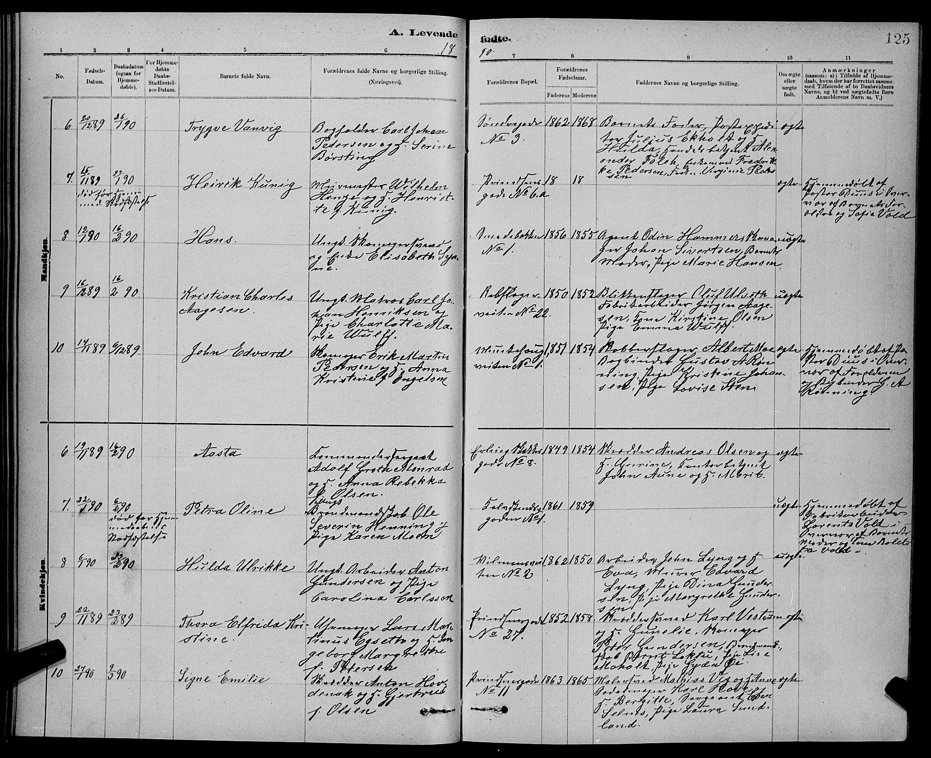 Ministerialprotokoller, klokkerbøker og fødselsregistre - Sør-Trøndelag, SAT/A-1456/601/L0092: Parish register (copy) no. 601C10, 1884-1897, p. 125