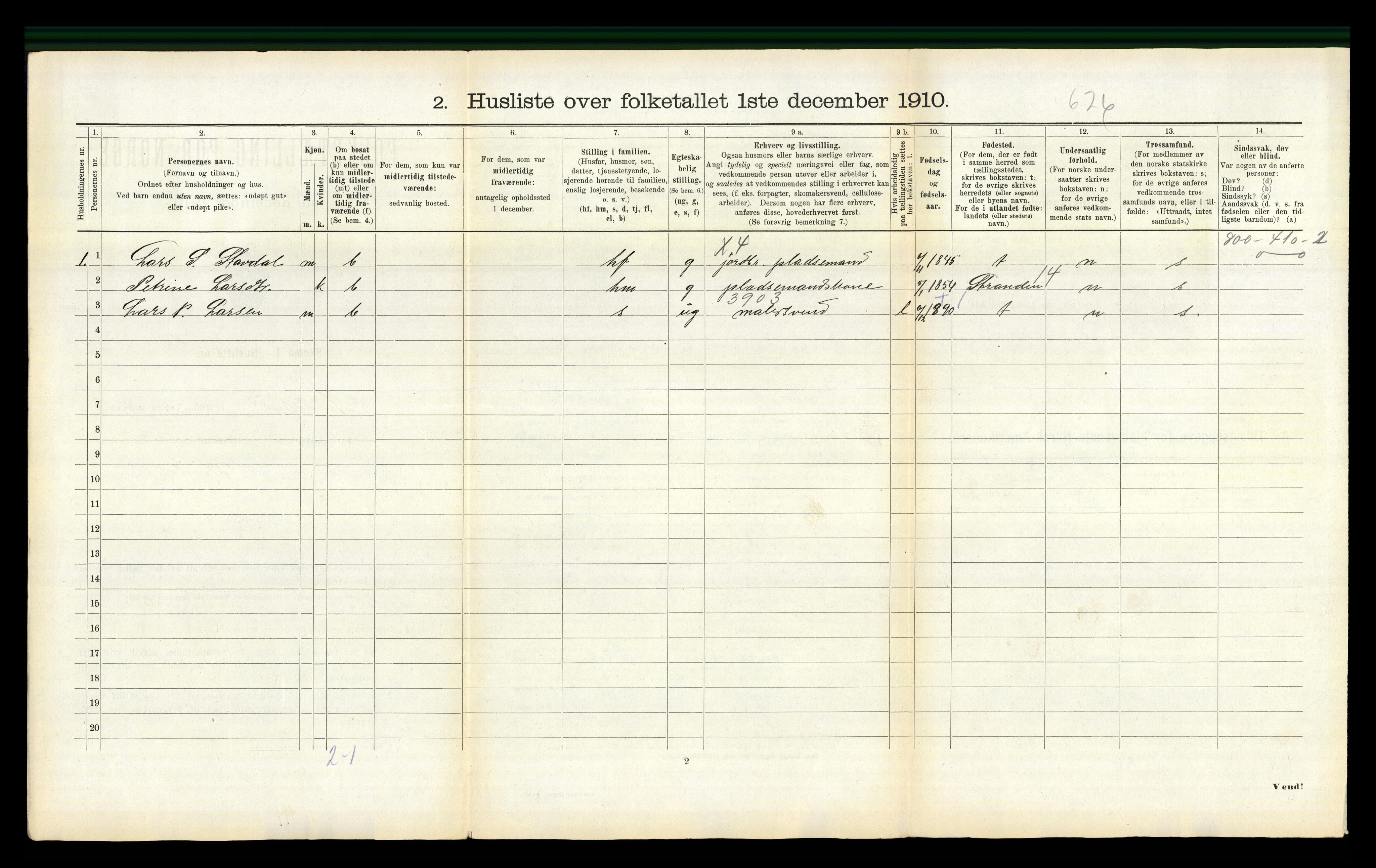 RA, 1910 census for Stordal, 1910, p. 251