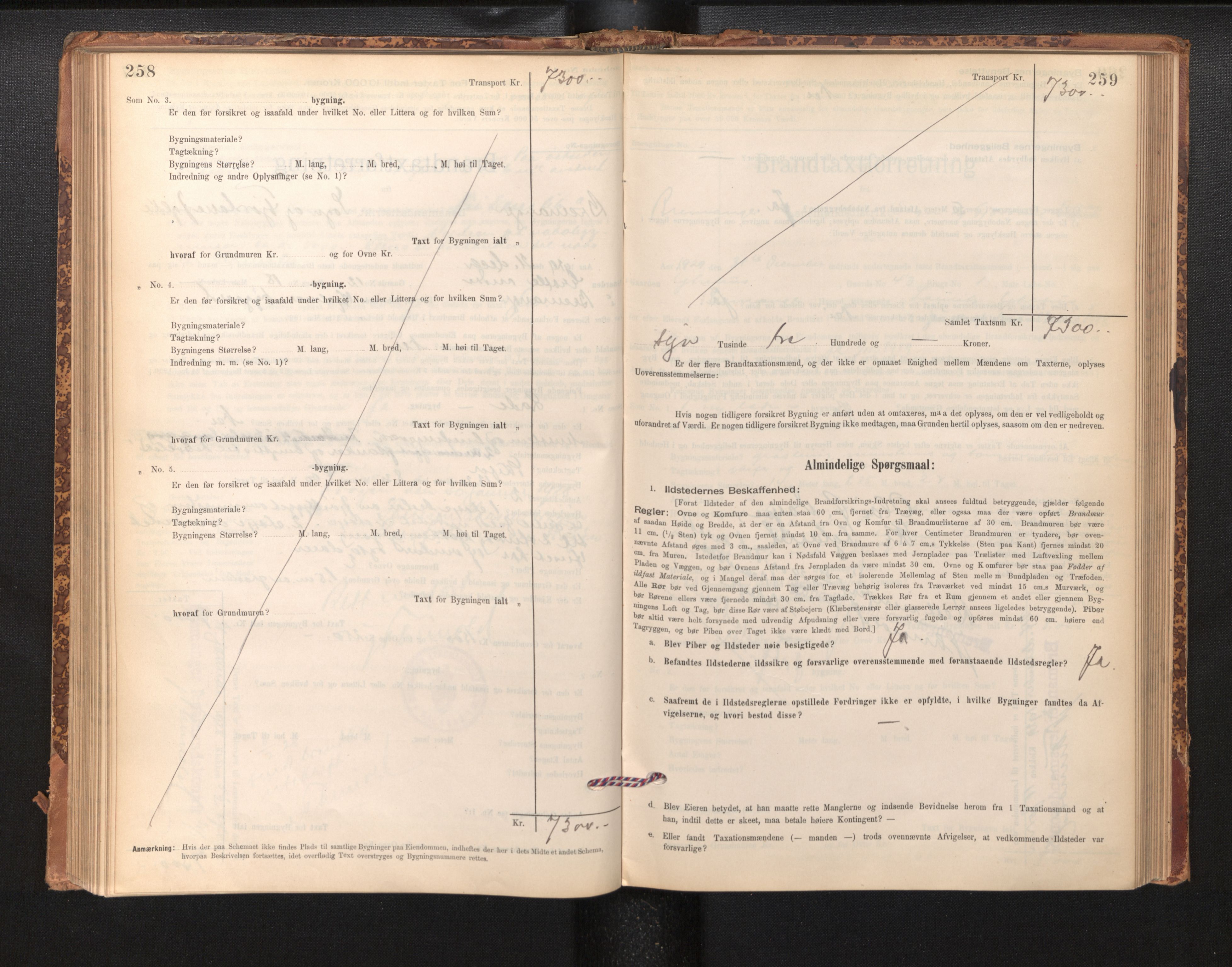 Lensmannen i Bremanger, AV/SAB-A-26701/0012/L0007: Branntakstprotokoll, skjematakst, 1895-1936, p. 258-259