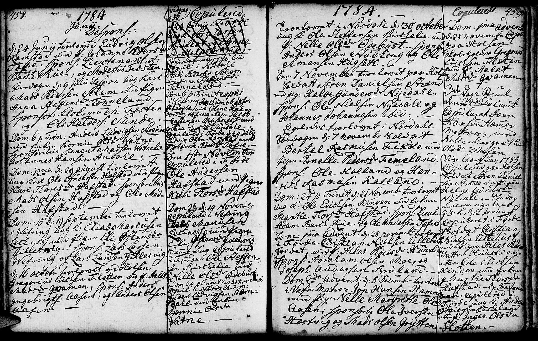 Førde sokneprestembete, AV/SAB-A-79901/H/Haa/Haaa/L0004: Parish register (official) no. A 4, 1781-1803, p. 458-459