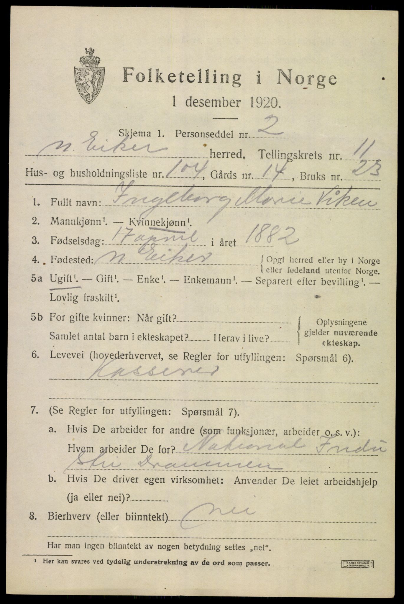 SAKO, 1920 census for Nedre Eiker, 1920, p. 12669