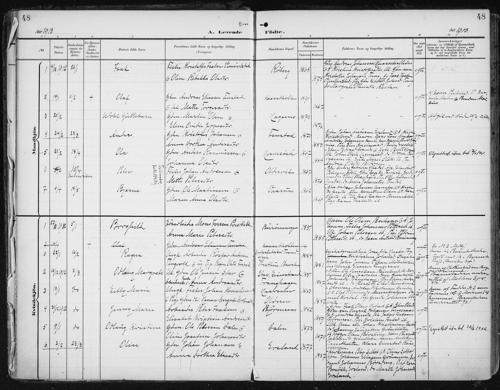 Ministerialprotokoller, klokkerbøker og fødselsregistre - Sør-Trøndelag, SAT/A-1456/646/L0616: Parish register (official) no. 646A14, 1900-1918, p. 48