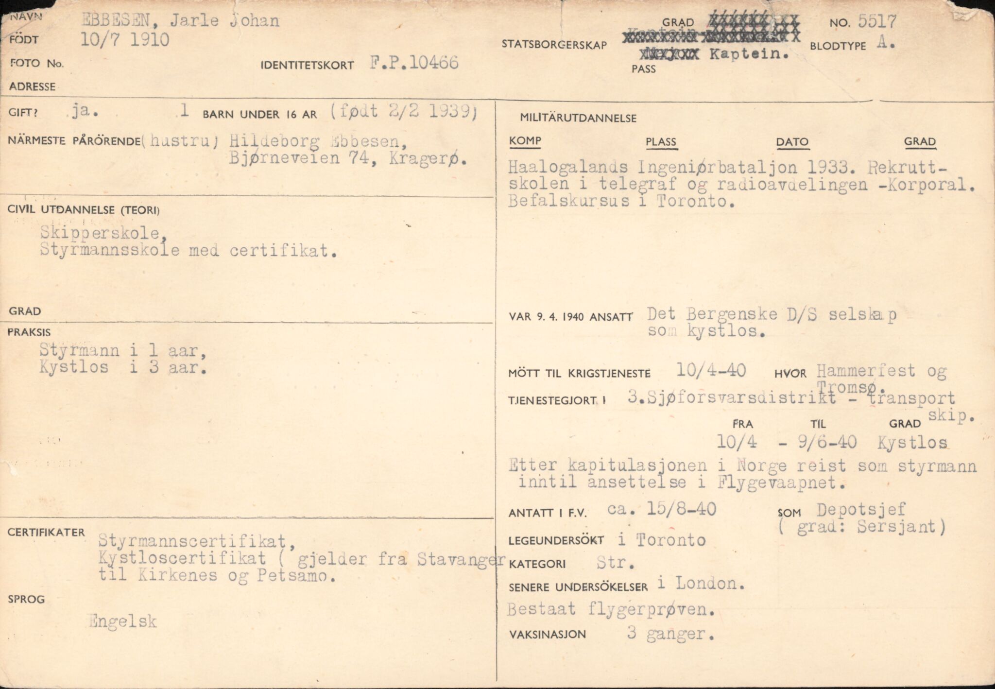 Forsvaret, Forsvarets overkommando/Luftforsvarsstaben, RA/RAFA-4079/P/Pa/L0024: Personellpapirer, 1910, p. 143