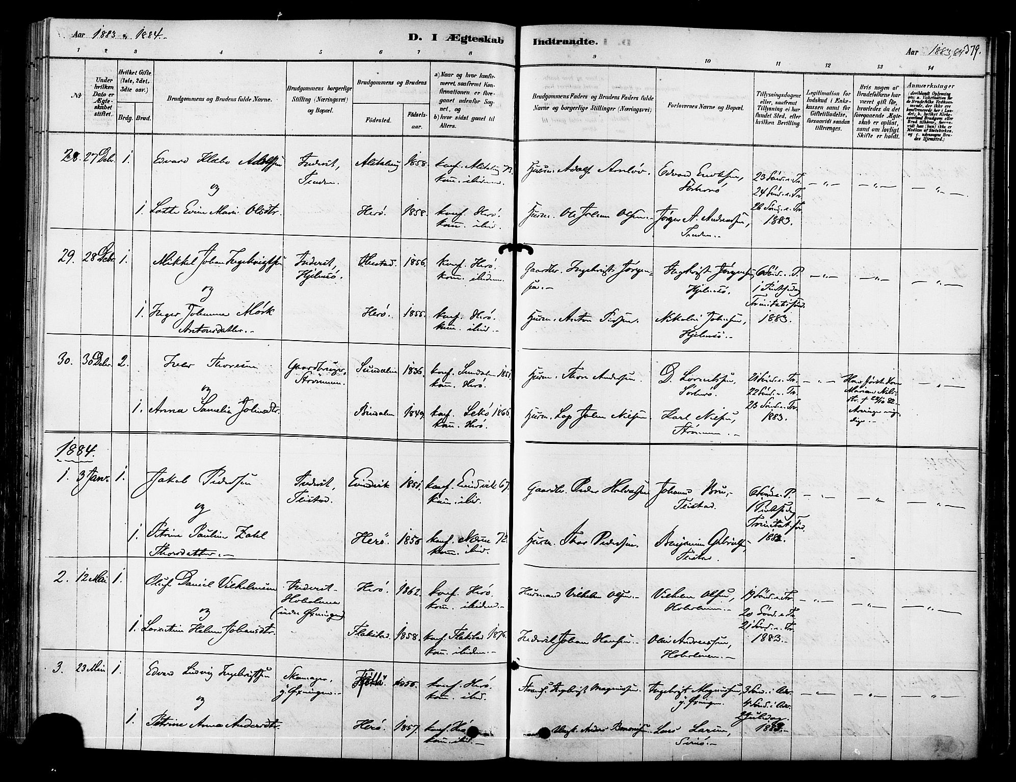 Ministerialprotokoller, klokkerbøker og fødselsregistre - Nordland, SAT/A-1459/834/L0507: Parish register (official) no. 834A05, 1878-1892, p. 379
