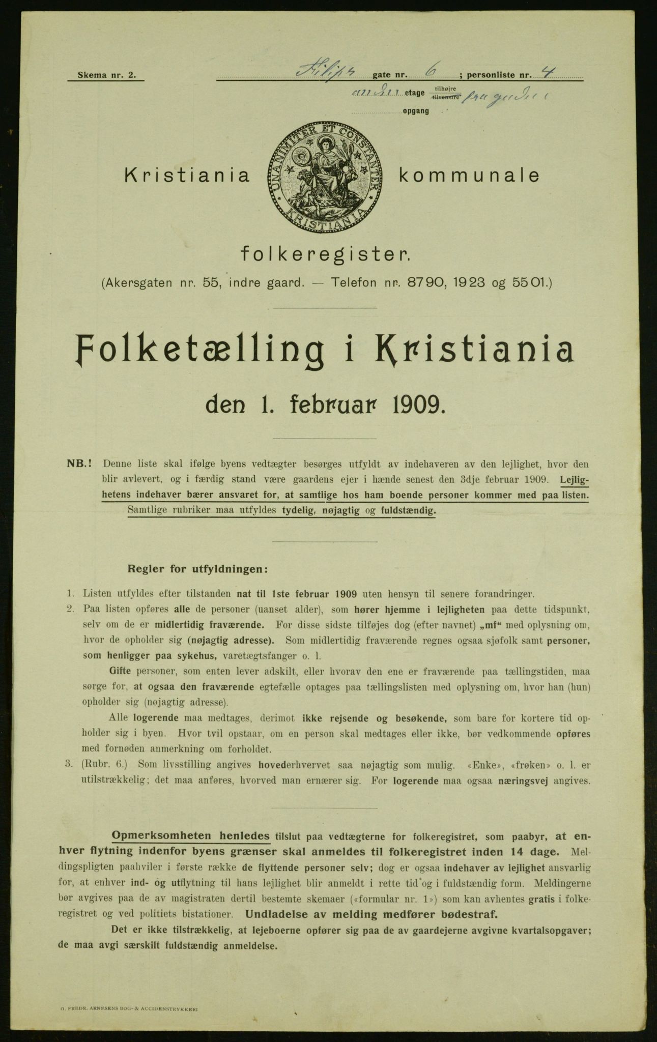 OBA, Municipal Census 1909 for Kristiania, 1909, p. 21912