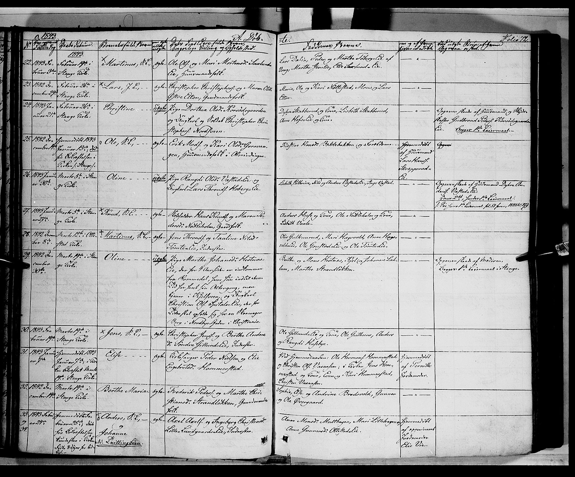 Stange prestekontor, AV/SAH-PREST-002/K/L0010: Parish register (official) no. 10, 1835-1845, p. 72