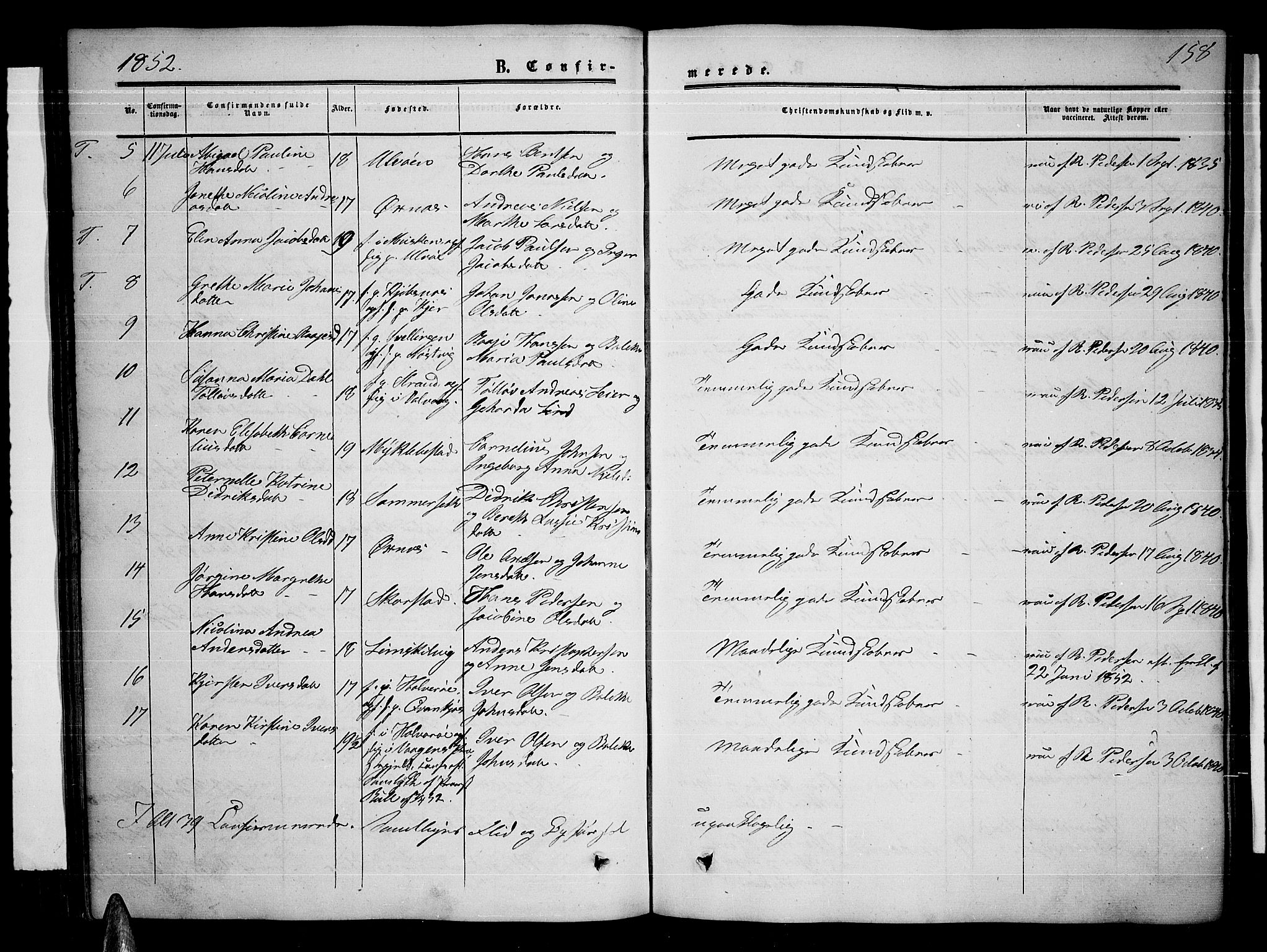 Ministerialprotokoller, klokkerbøker og fødselsregistre - Nordland, SAT/A-1459/872/L1046: Parish register (copy) no. 872C02, 1852-1879, p. 158