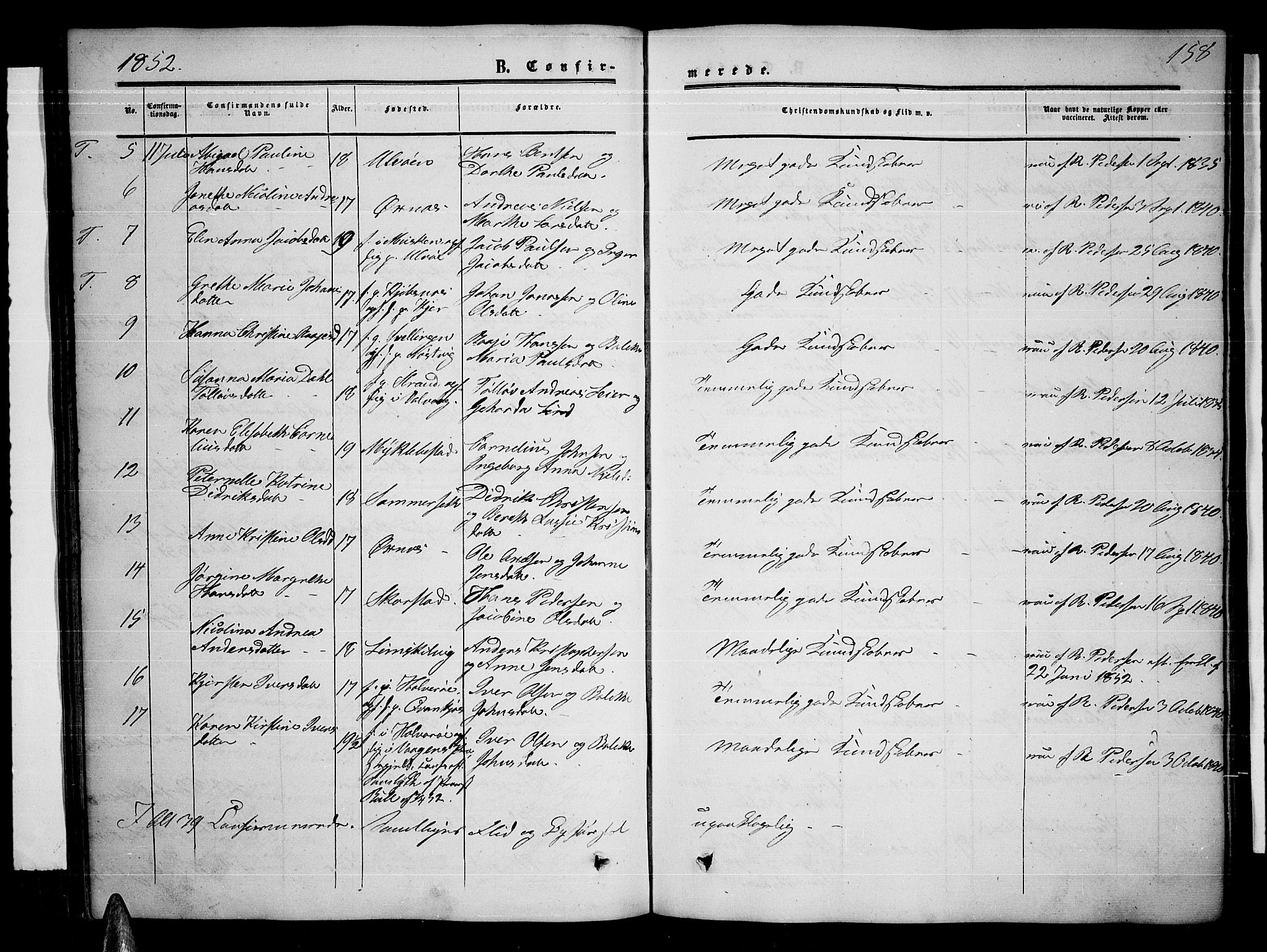 Ministerialprotokoller, klokkerbøker og fødselsregistre - Nordland, AV/SAT-A-1459/872/L1046: Parish register (copy) no. 872C02, 1852-1879, p. 158