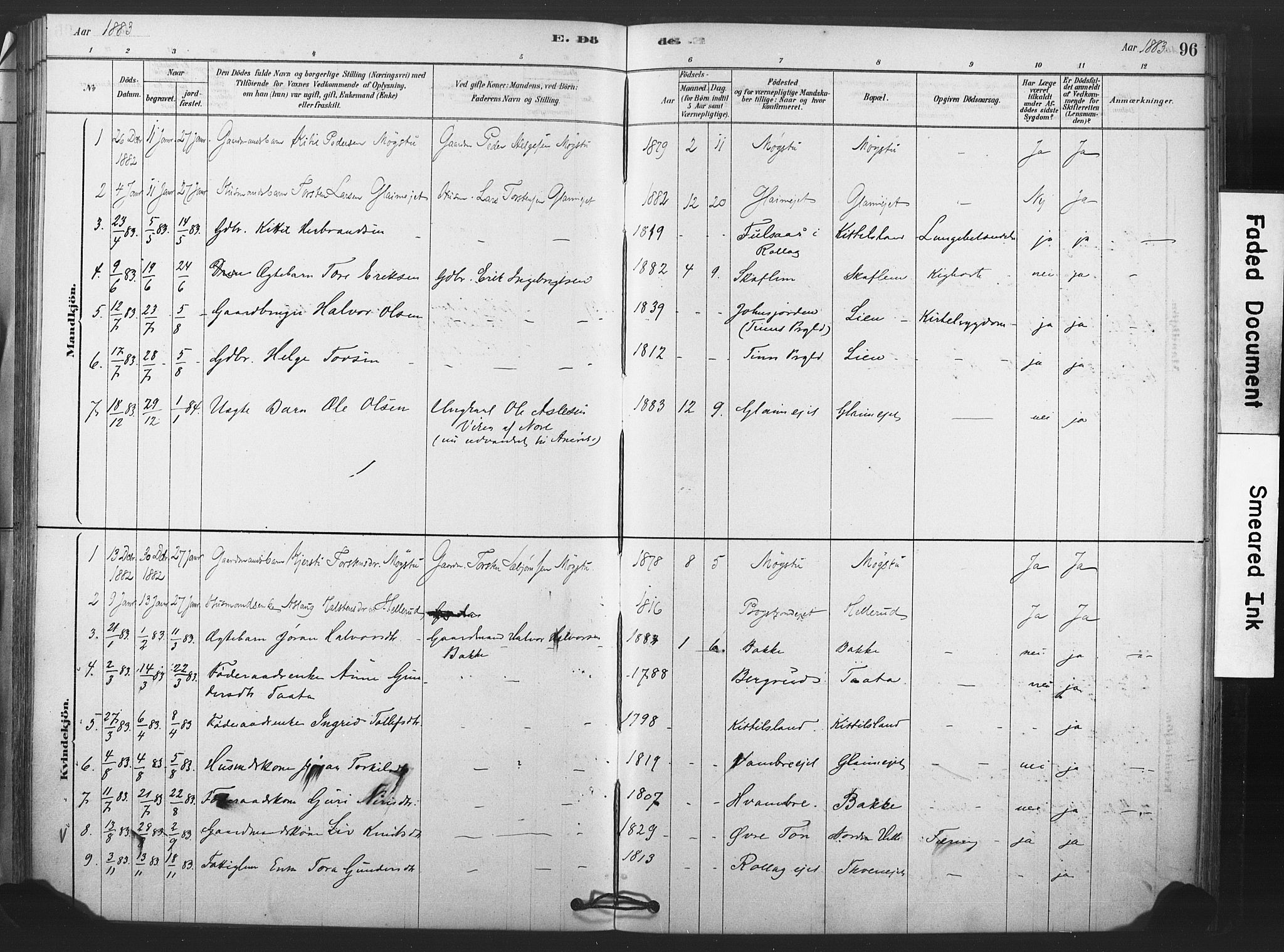 Rollag kirkebøker, SAKO/A-240/F/Fb/L0001: Parish register (official) no. II 1, 1878-1899, p. 96