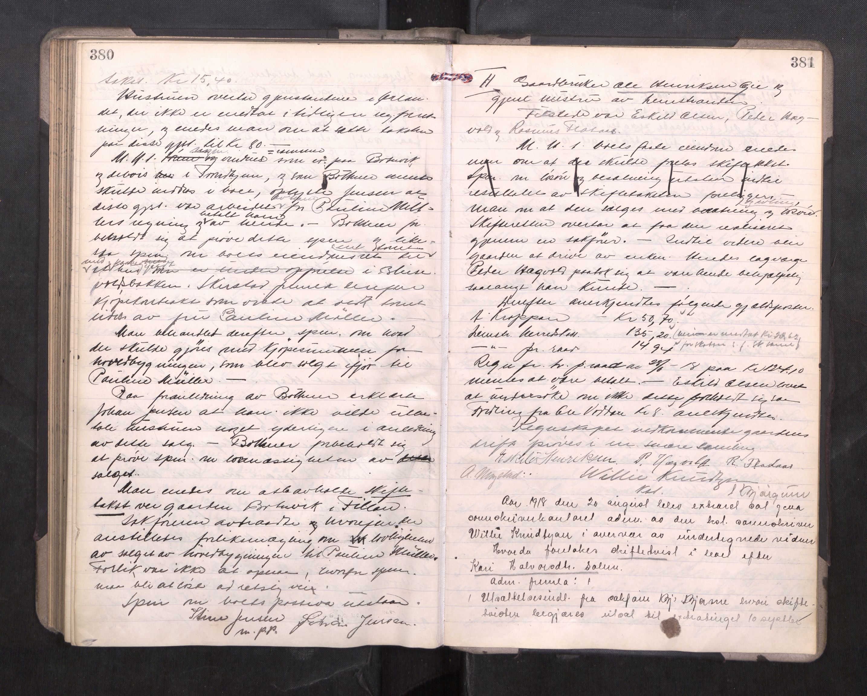 Strinda og Selbu sorenskriveri, AV/SAT-A-0015/3/3B/L0012: Skifteforhandlingsprot. 12, 1915-1919, p. 380-381