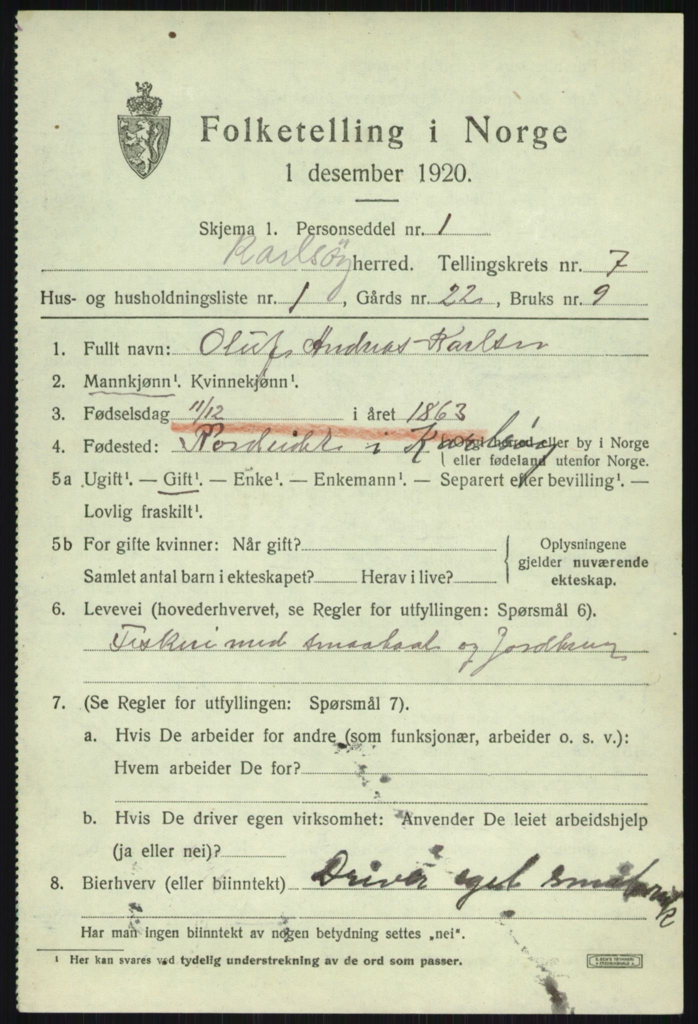 SATØ, 1920 census for Karlsøy, 1920, p. 2620