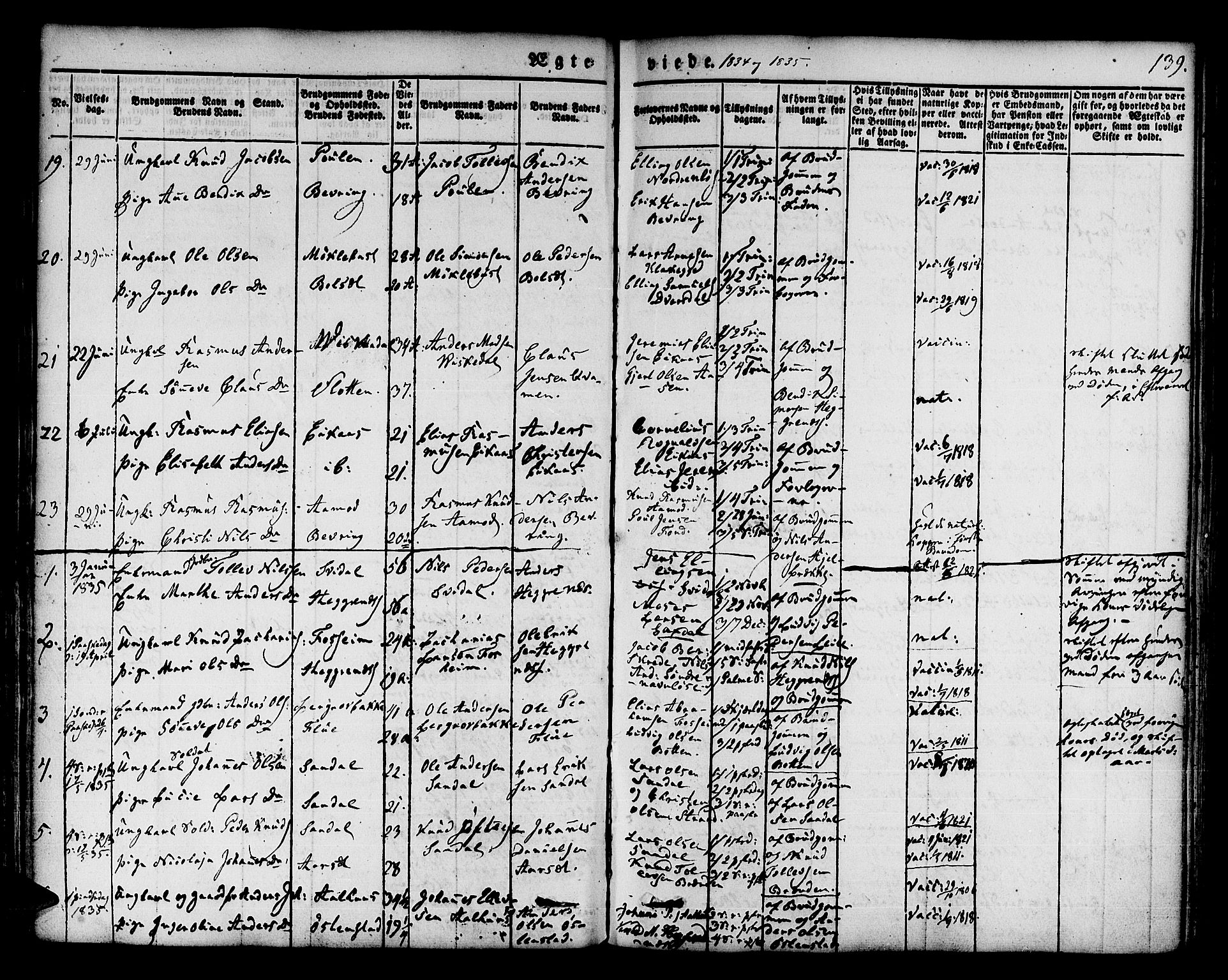Jølster sokneprestembete, SAB/A-80701/H/Haa/Haaa/L0009: Parish register (official) no. A 9, 1833-1848, p. 139