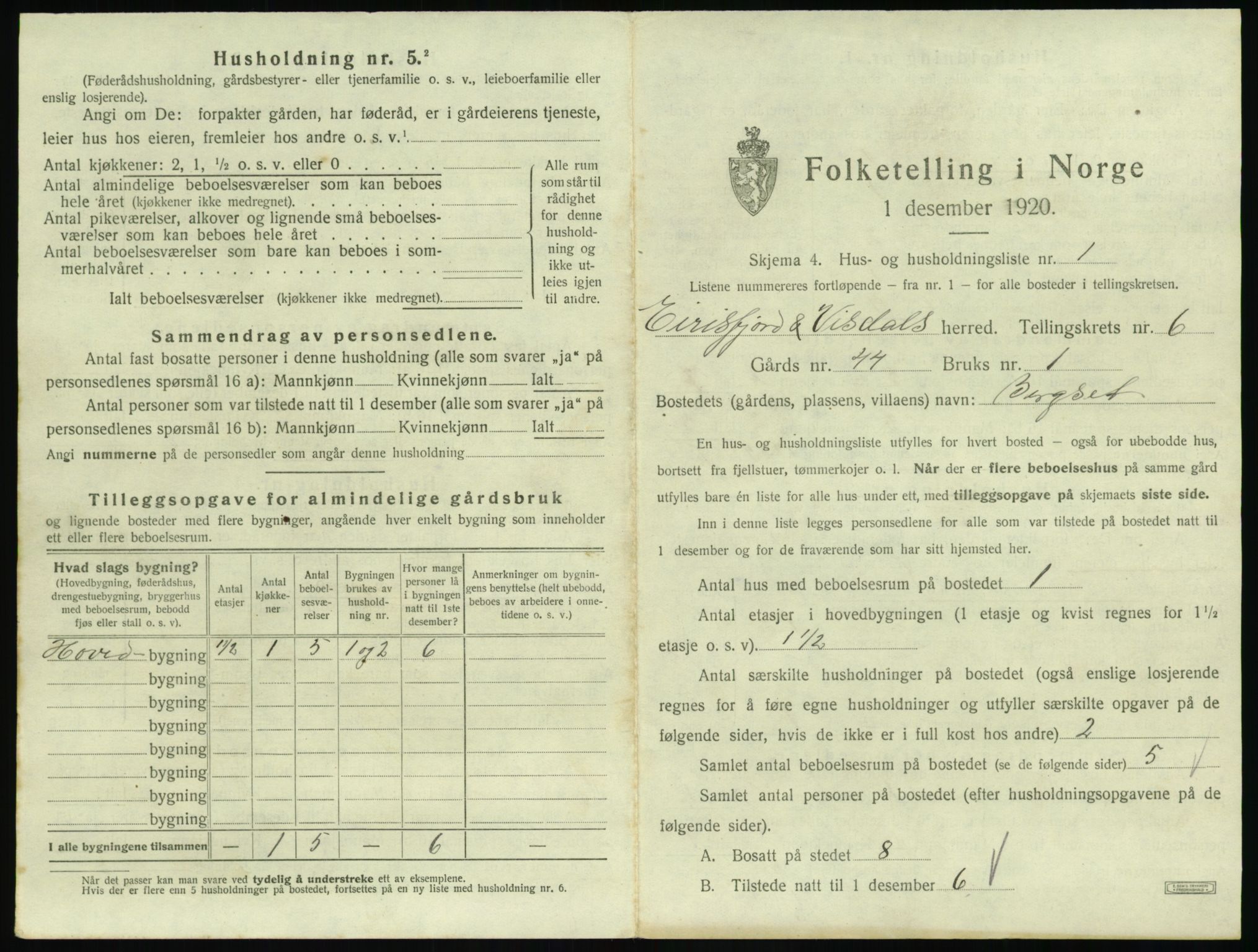 SAT, 1920 census for Eresfjord og Vistdal, 1920, p. 579