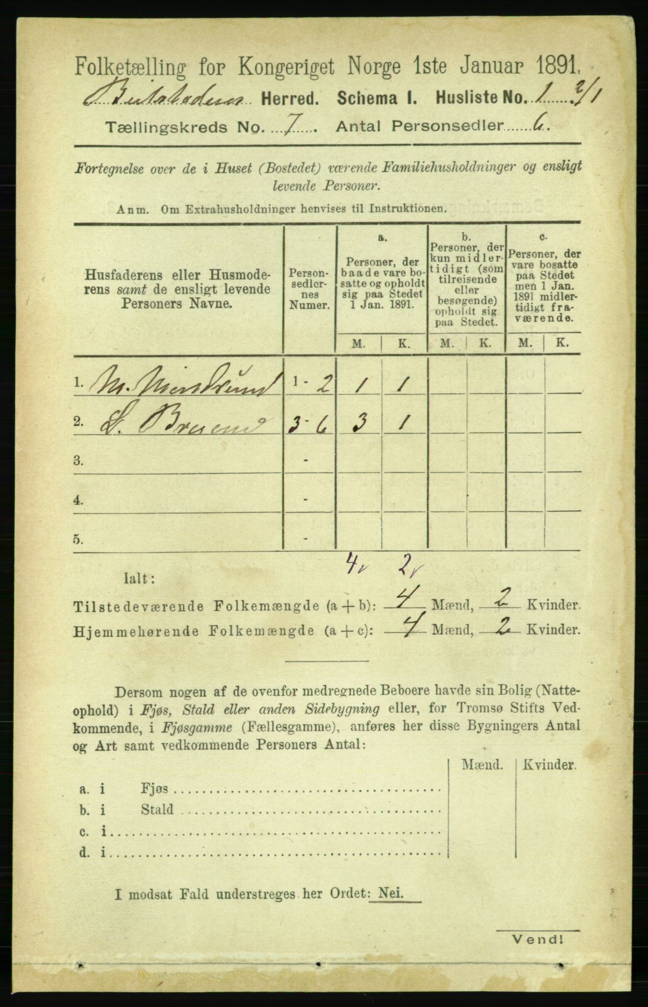 RA, 1891 census for 1727 Beitstad, 1891, p. 1676