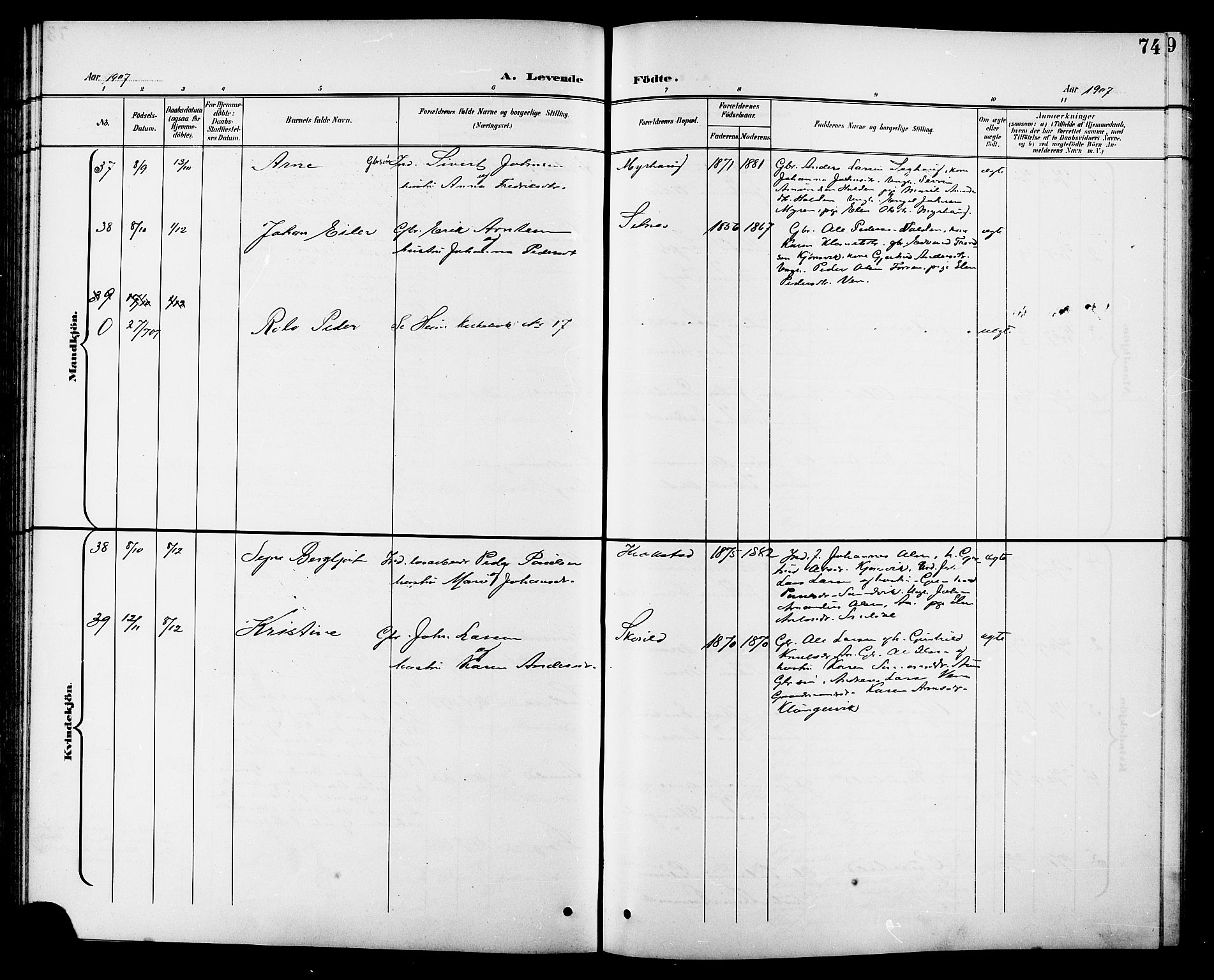 Ministerialprotokoller, klokkerbøker og fødselsregistre - Sør-Trøndelag, AV/SAT-A-1456/630/L0505: Parish register (copy) no. 630C03, 1899-1914, p. 74