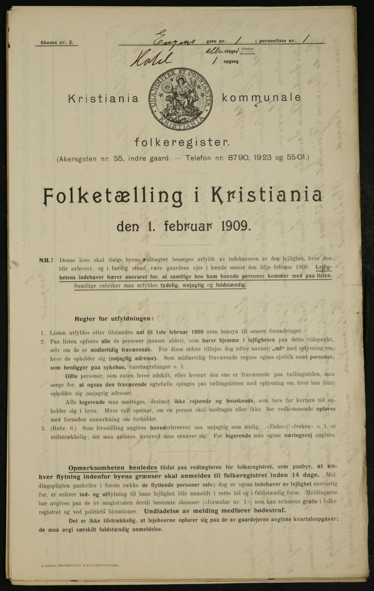 OBA, Municipal Census 1909 for Kristiania, 1909, p. 19603