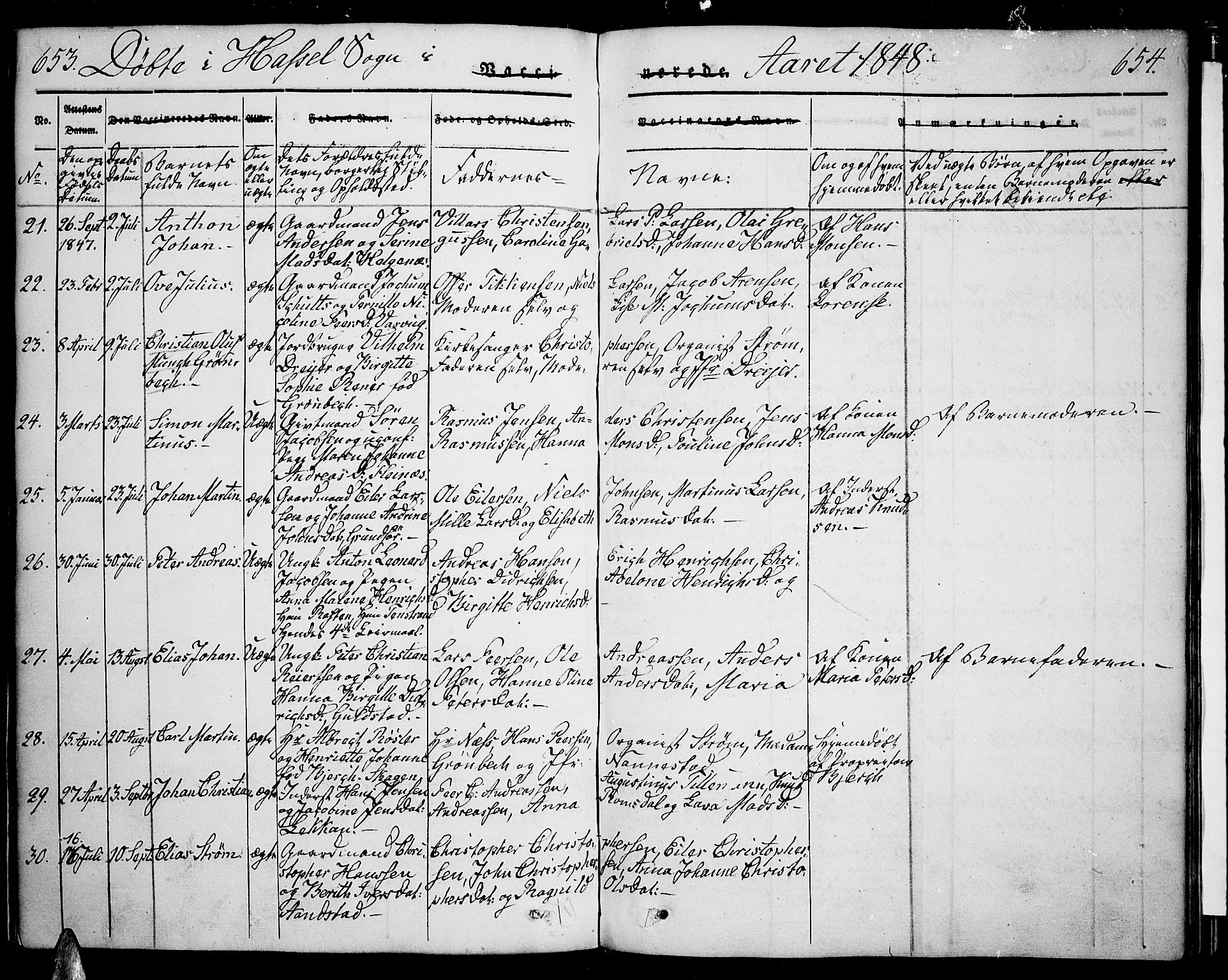 Ministerialprotokoller, klokkerbøker og fødselsregistre - Nordland, SAT/A-1459/888/L1239: Parish register (official) no. 888A06 /1, 1837-1849, p. 653-654