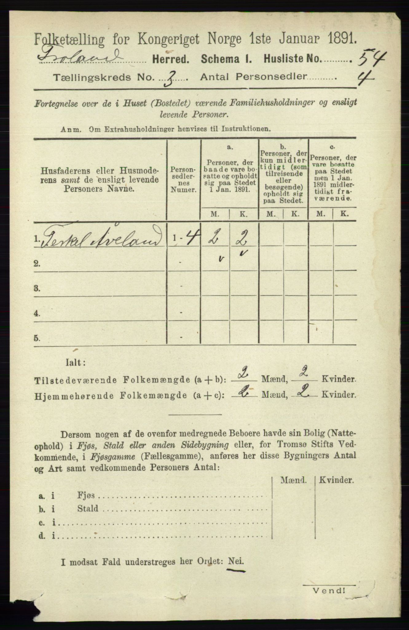 RA, 1891 census for 0919 Froland, 1891, p. 1012