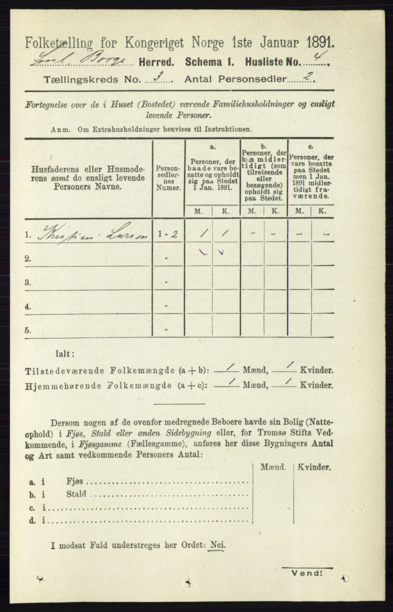 RA, 1891 census for 0113 Borge, 1891, p. 1354