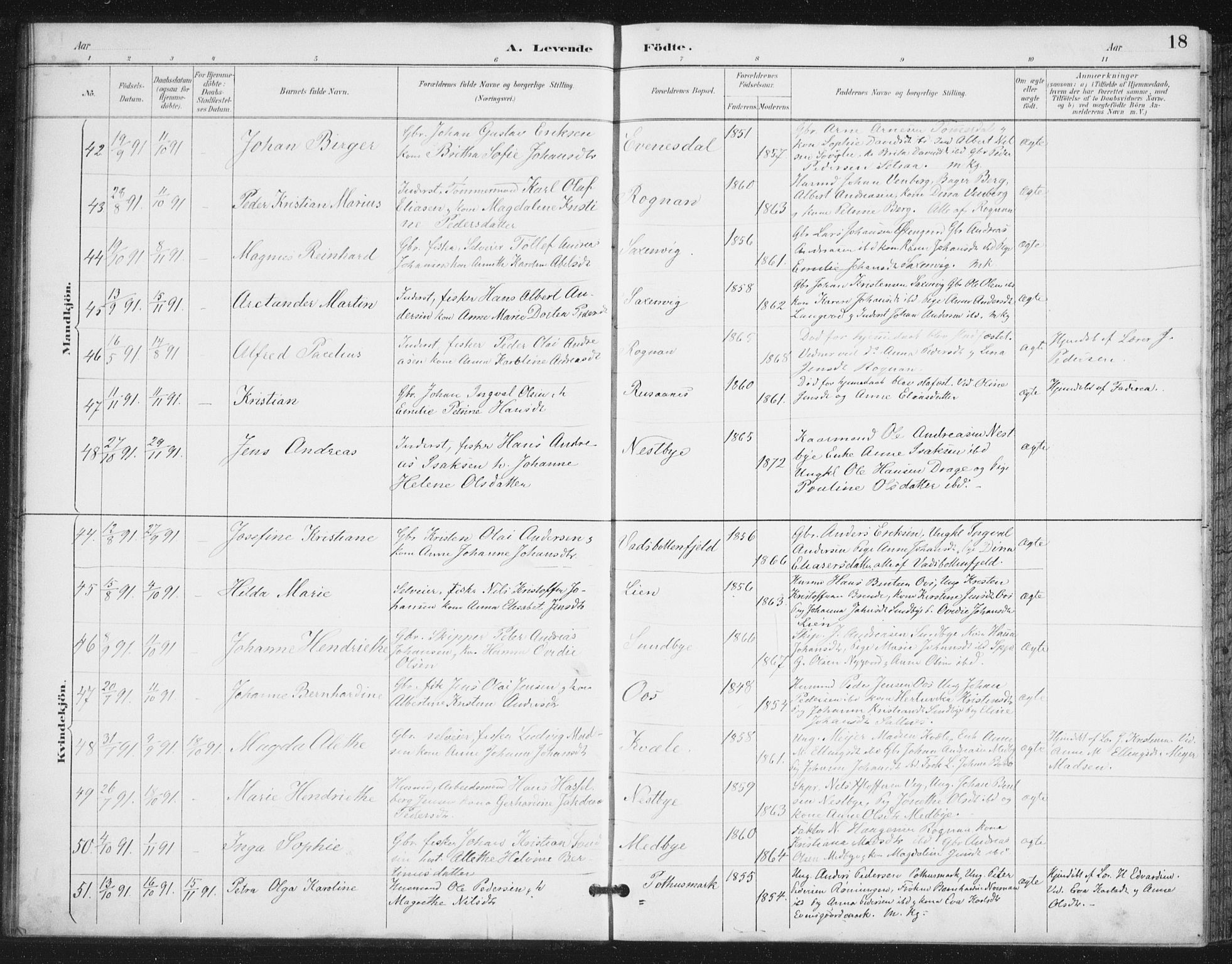 Ministerialprotokoller, klokkerbøker og fødselsregistre - Nordland, AV/SAT-A-1459/847/L0682: Parish register (copy) no. 847C10, 1889-1907, p. 18