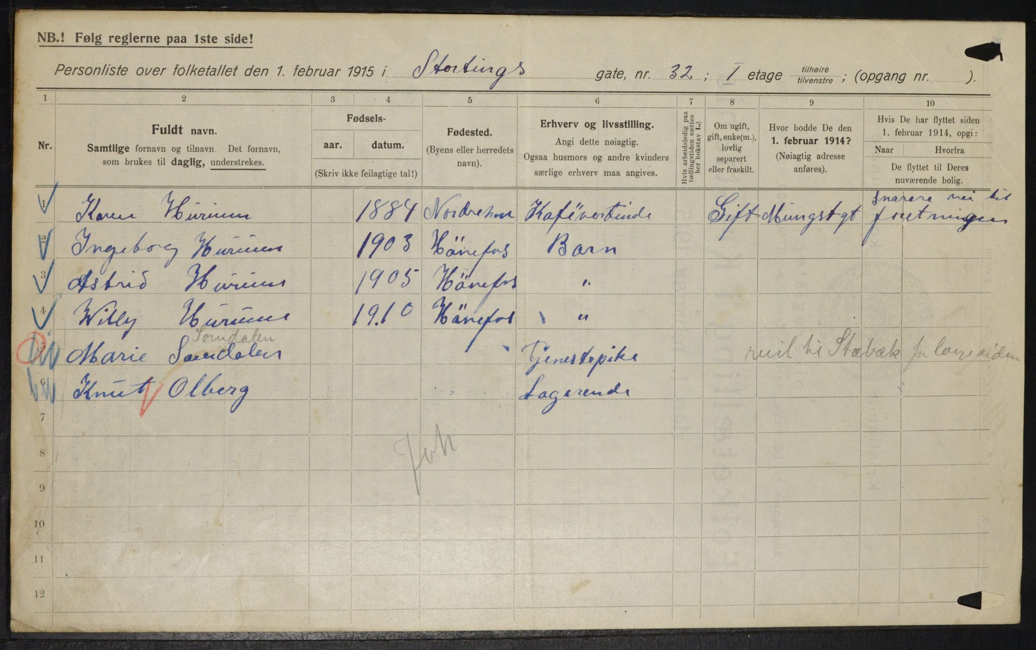 OBA, Municipal Census 1915 for Kristiania, 1915, p. 103766