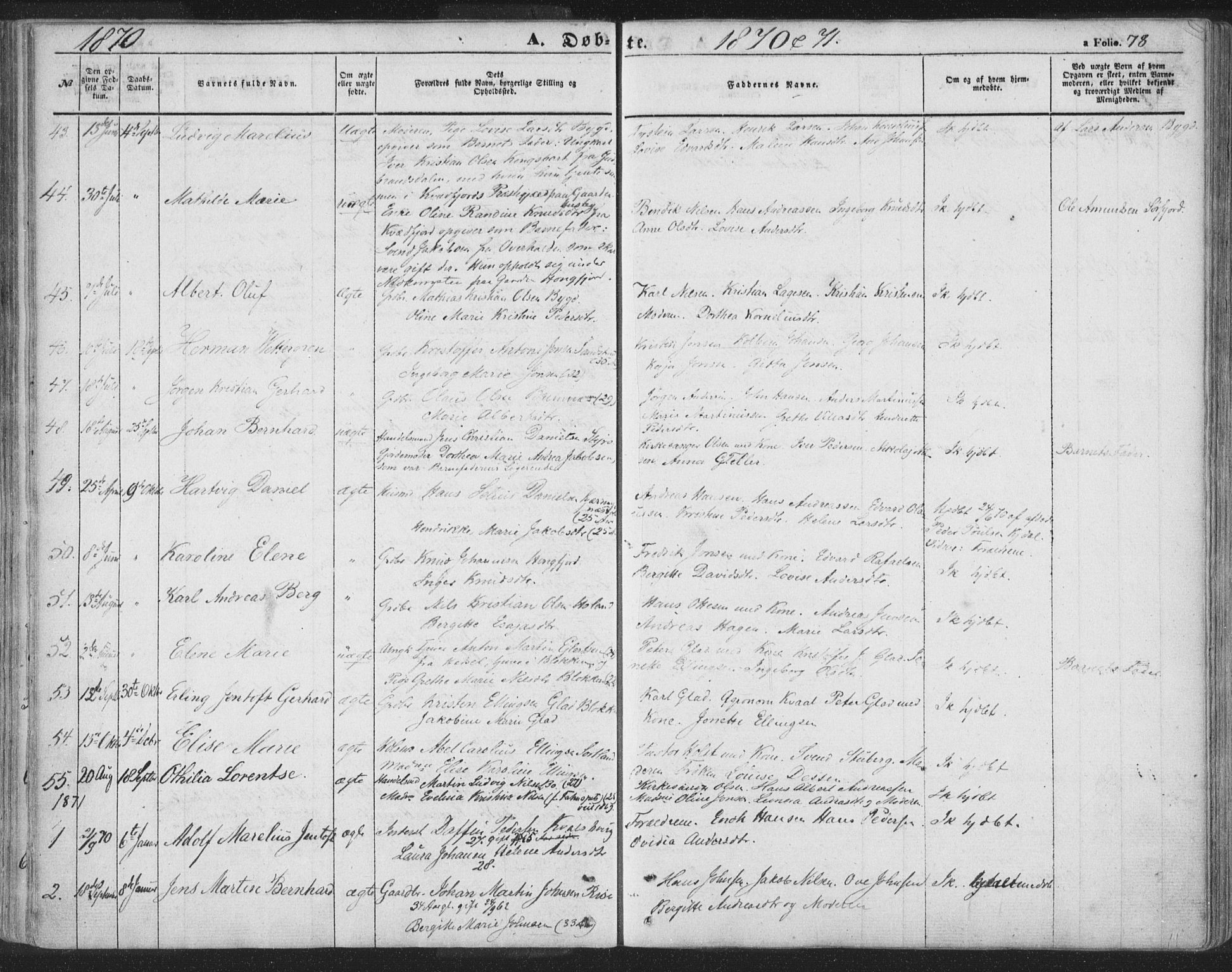 Ministerialprotokoller, klokkerbøker og fødselsregistre - Nordland, AV/SAT-A-1459/895/L1369: Parish register (official) no. 895A04, 1852-1872, p. 78