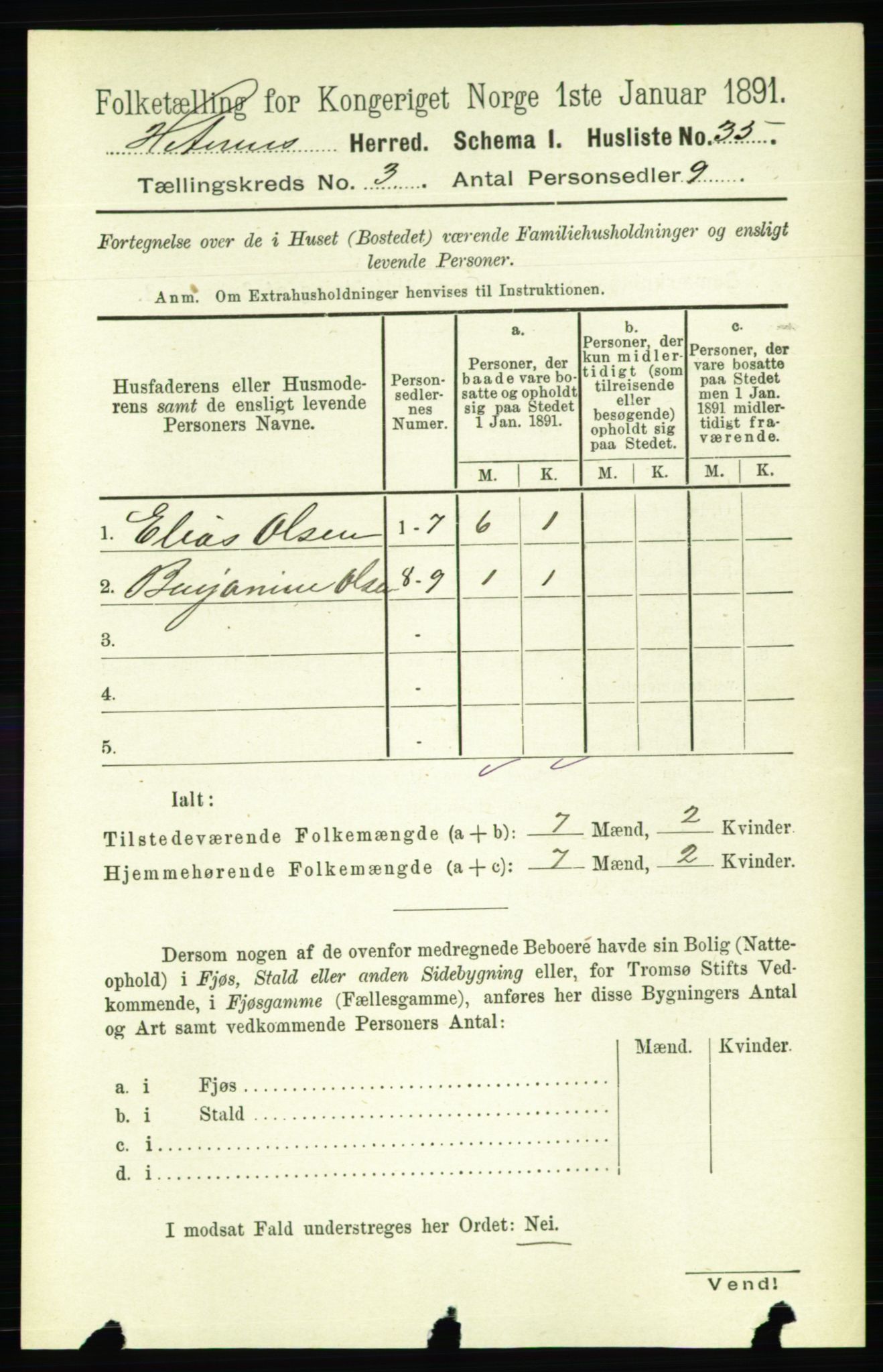 RA, 1891 census for 1617 Hitra, 1891, p. 474