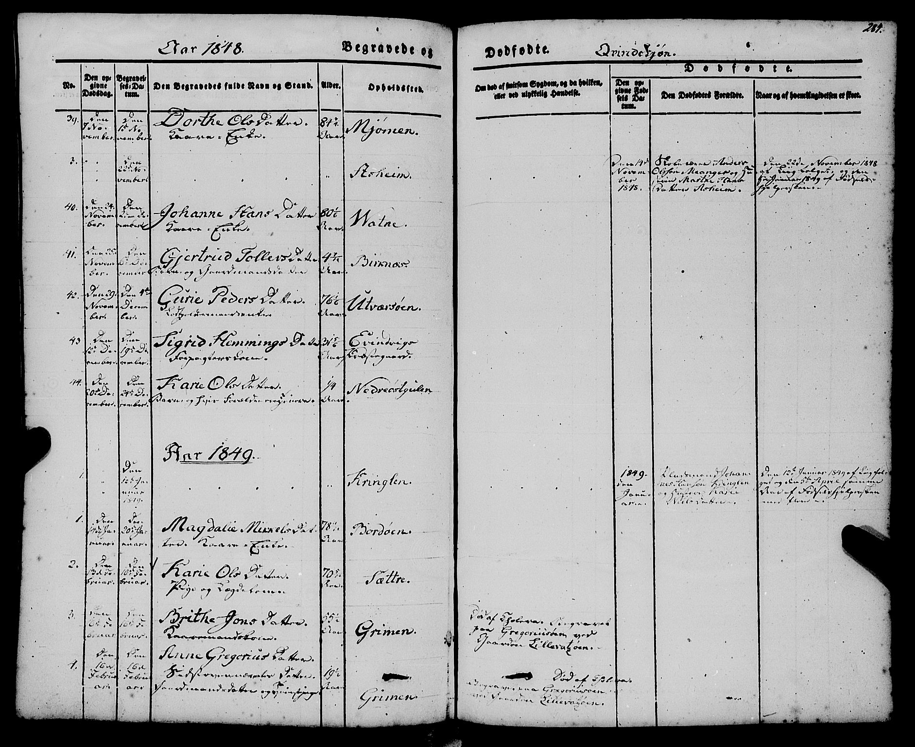 Gulen sokneprestembete, SAB/A-80201/H/Haa/Haaa/L0021: Parish register (official) no. A 21, 1848-1858, p. 284