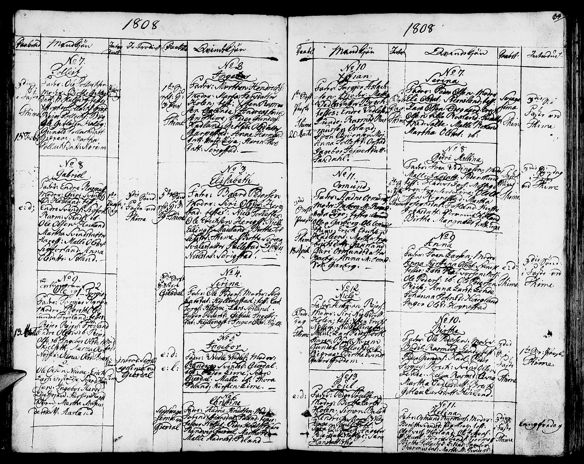 Lye sokneprestkontor, AV/SAST-A-101794/001/30BA/L0002: Parish register (official) no. A 2, 1799-1817, p. 64