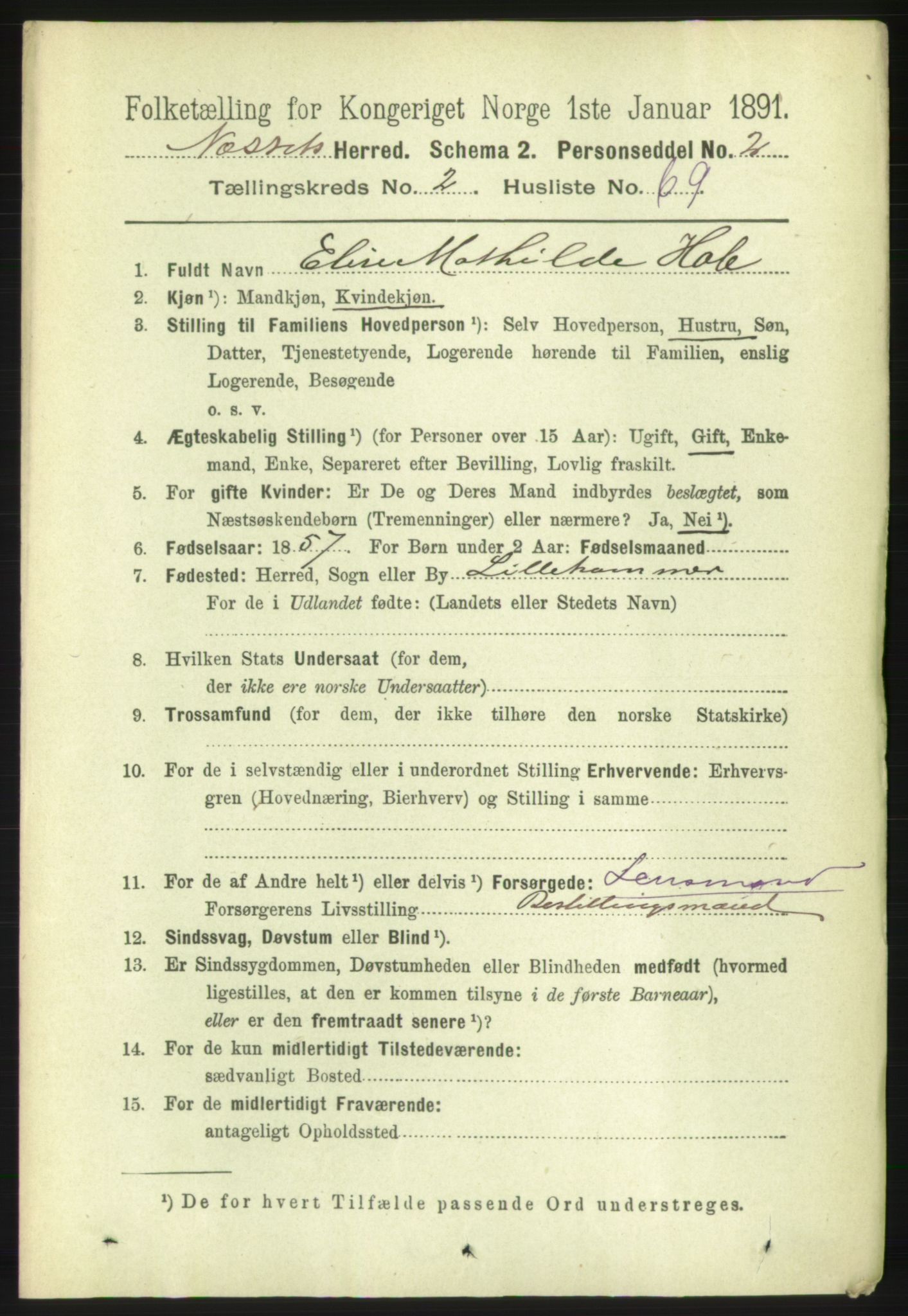 RA, 1891 census for 1543 Nesset, 1891, p. 1025