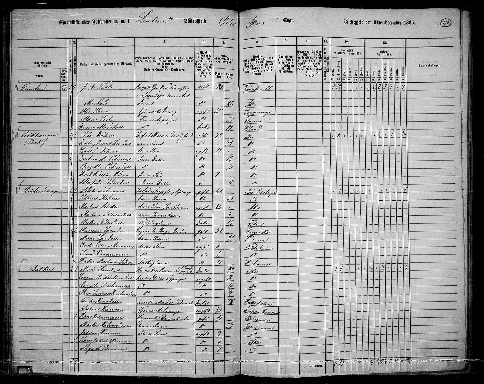 RA, 1865 census for Østre Aker, 1865, p. 111