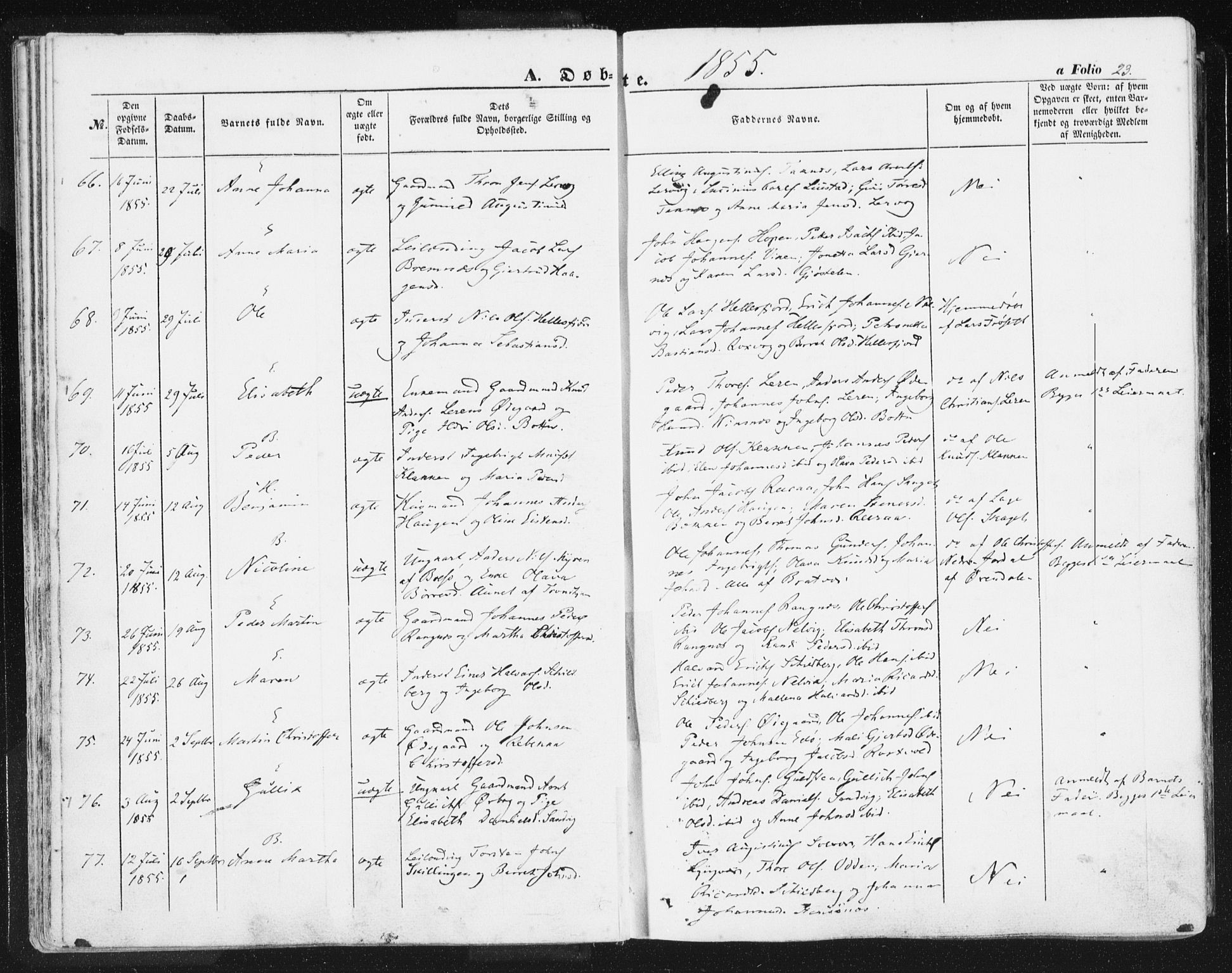 Ministerialprotokoller, klokkerbøker og fødselsregistre - Møre og Romsdal, SAT/A-1454/581/L0937: Parish register (official) no. 581A05, 1853-1872, p. 23