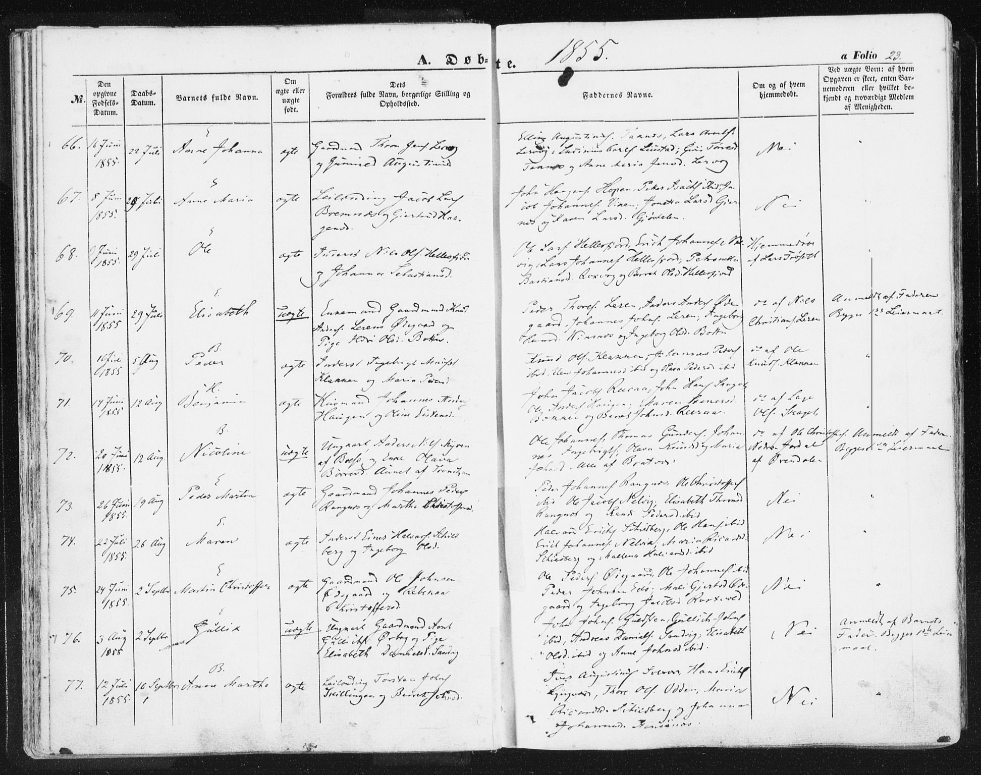 Ministerialprotokoller, klokkerbøker og fødselsregistre - Møre og Romsdal, AV/SAT-A-1454/581/L0937: Parish register (official) no. 581A05, 1853-1872, p. 23