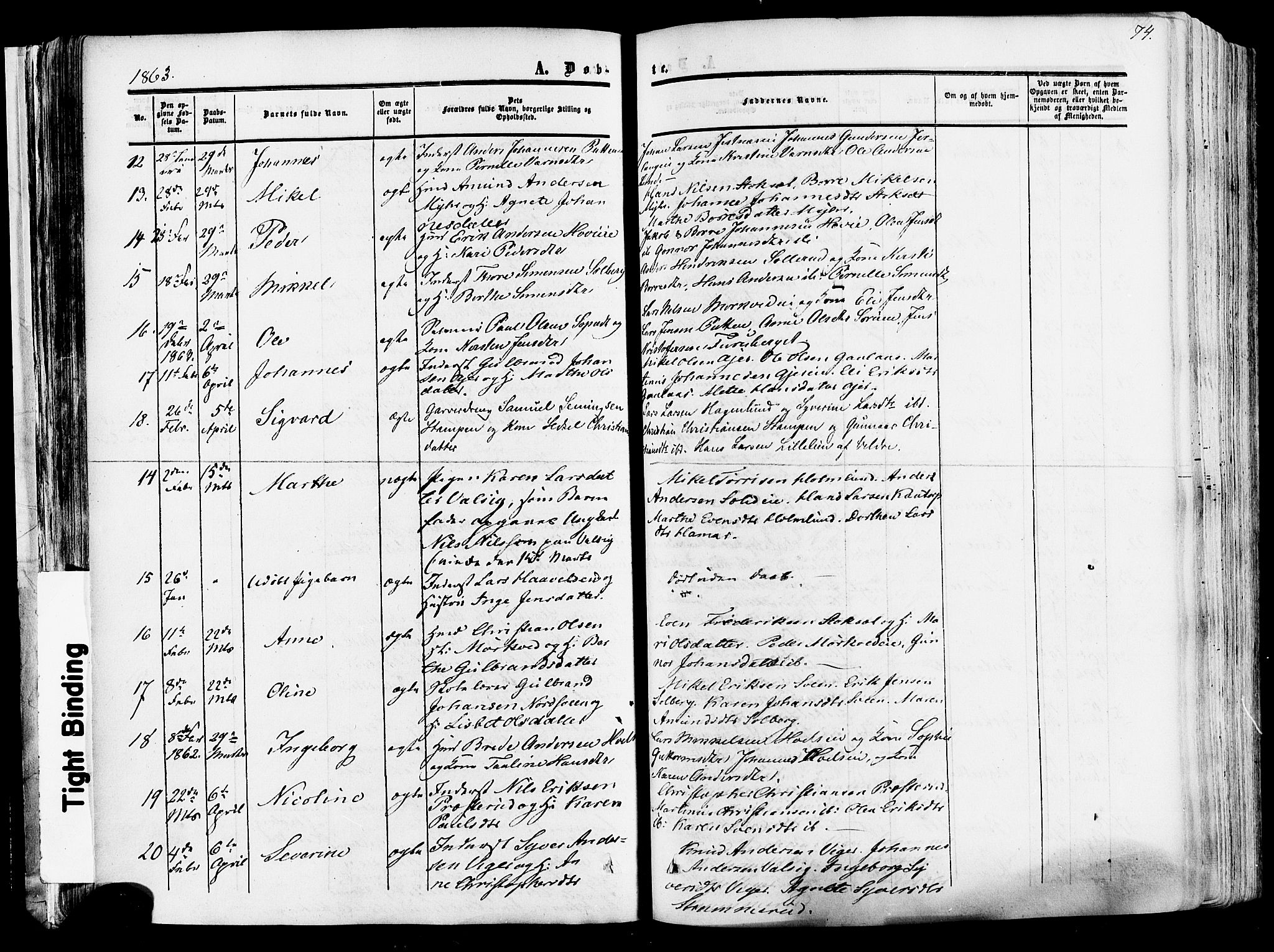 Vang prestekontor, Hedmark, SAH/PREST-008/H/Ha/Haa/L0013: Parish register (official) no. 13, 1855-1879, p. 74
