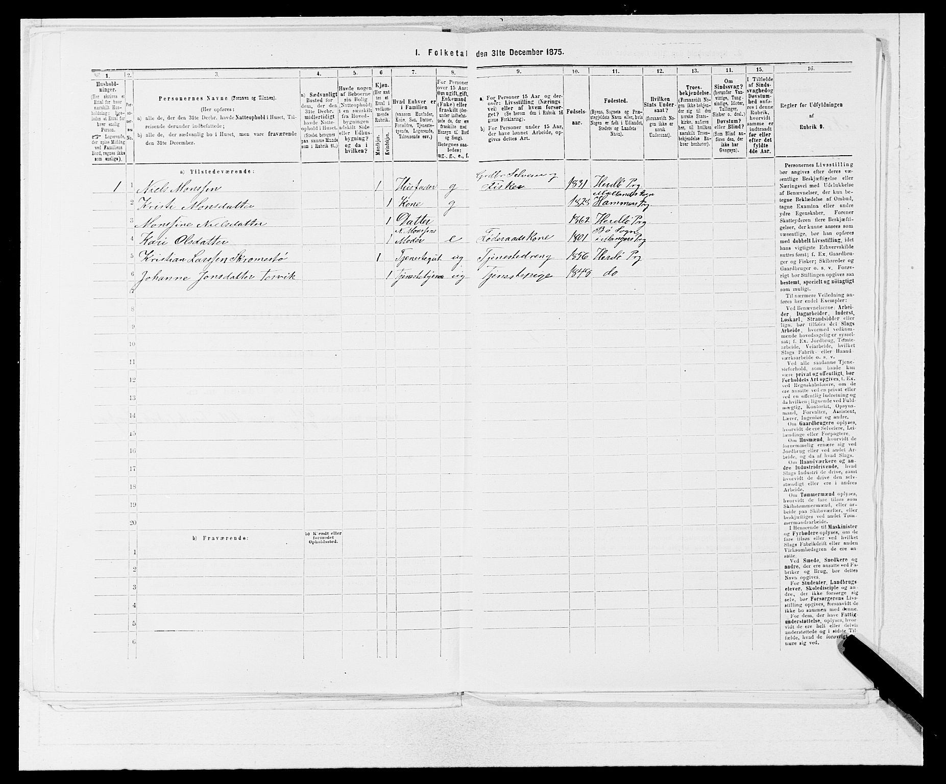 SAB, 1875 census for 1258P Herdla, 1875, p. 610