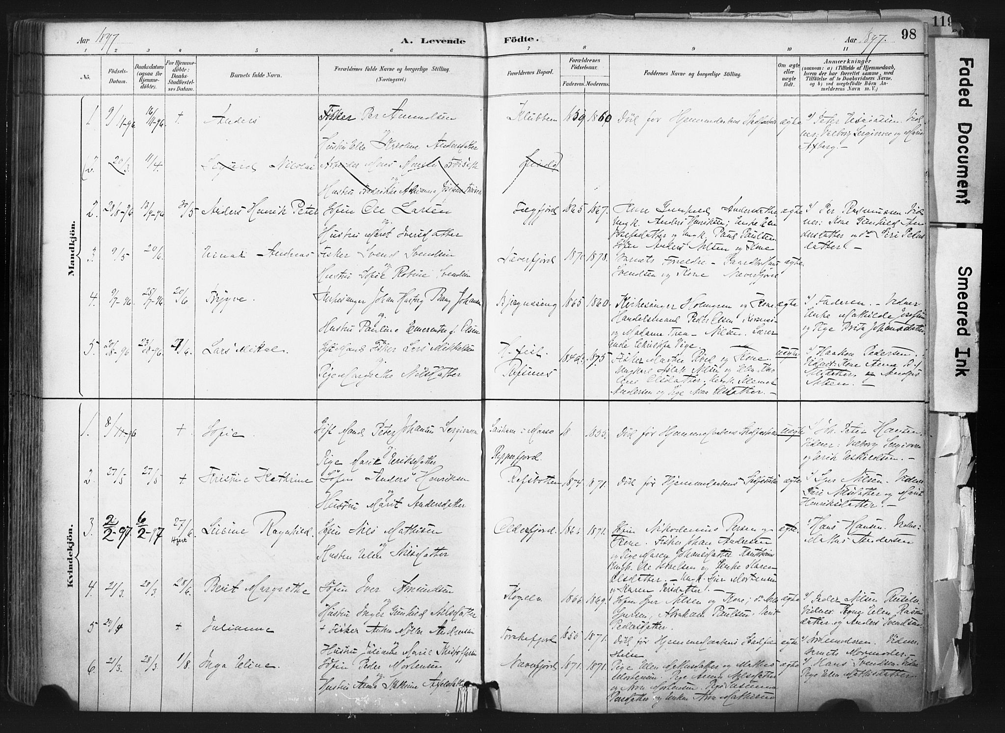 Hammerfest sokneprestkontor, SATØ/S-1347: Parish register (official) no. 11 /2, 1885-1897, p. 98