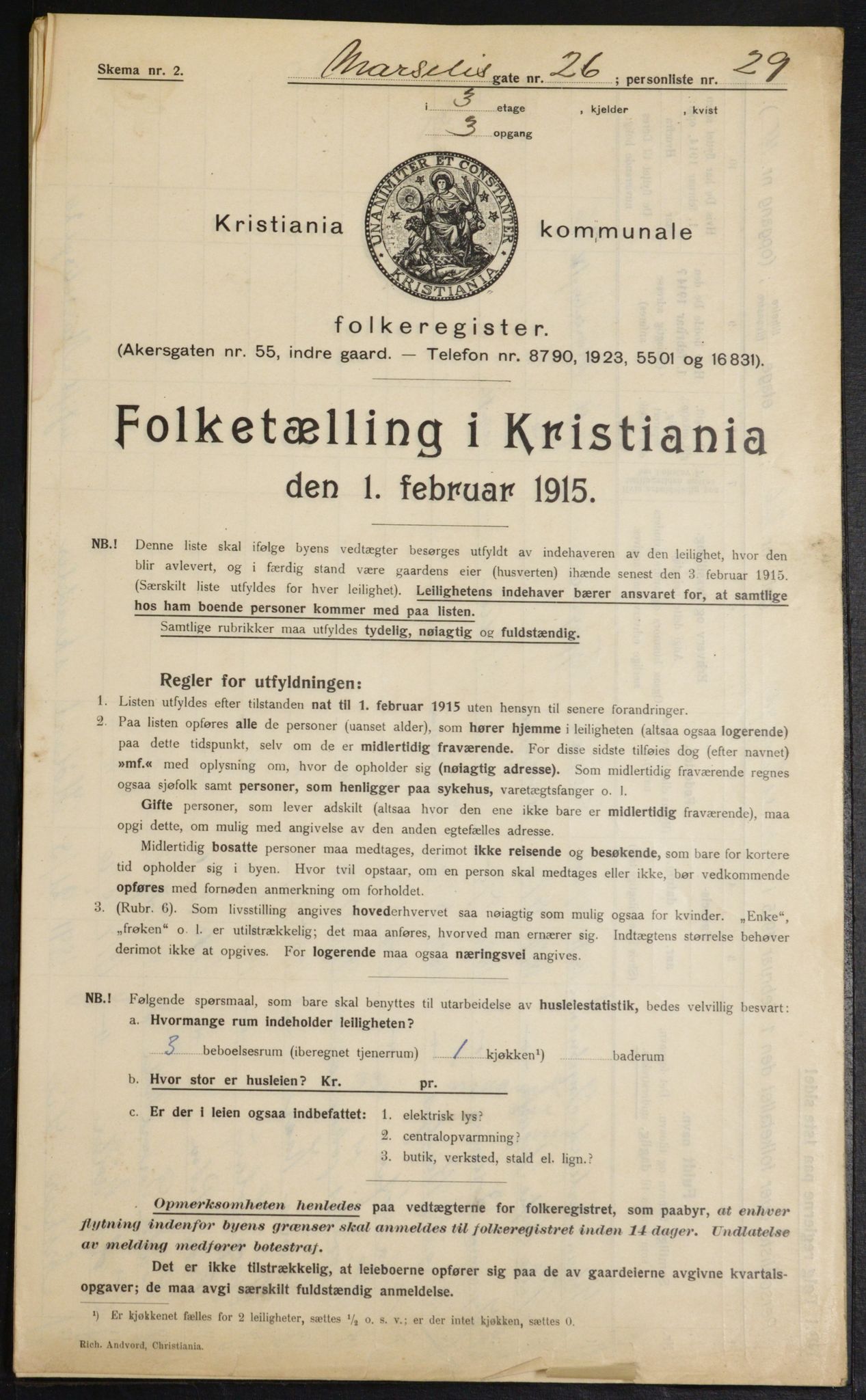 OBA, Municipal Census 1915 for Kristiania, 1915, p. 63864