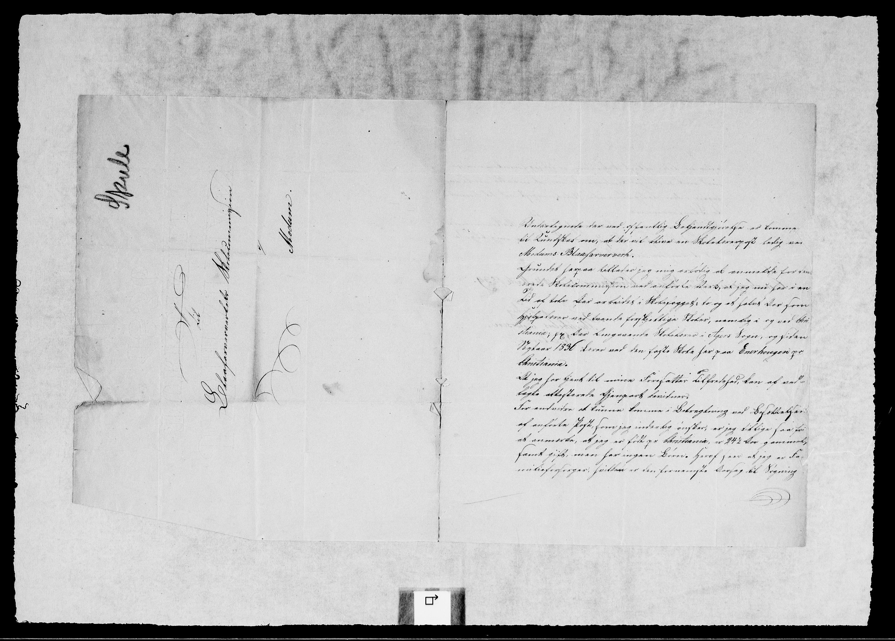 Modums Blaafarveværk, RA/PA-0157/G/Gb/L0123/0001: -- / Innkomne brev A - F, 1839-1840, p. 2