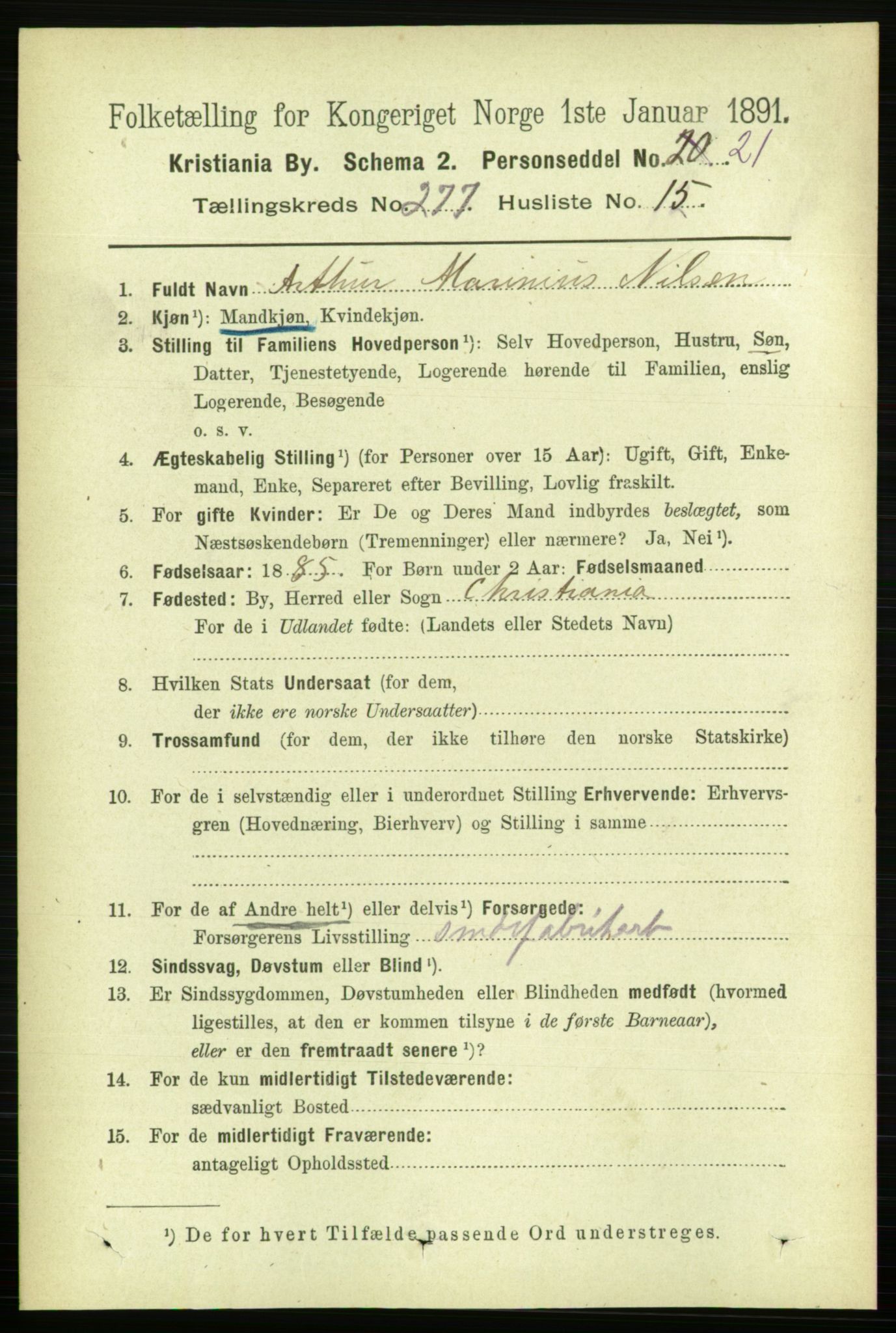 RA, 1891 census for 0301 Kristiania, 1891, p. 168359