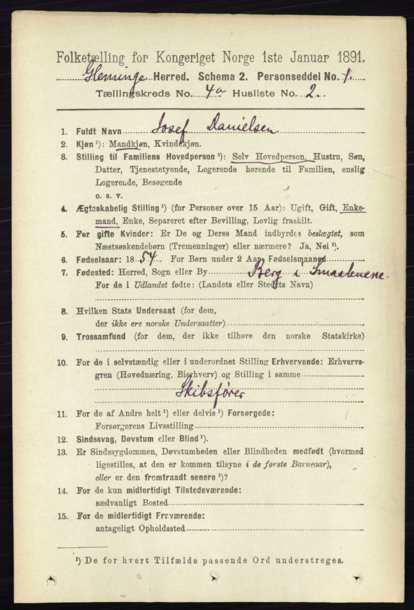 RA, 1891 census for 0132 Glemmen, 1891, p. 3480