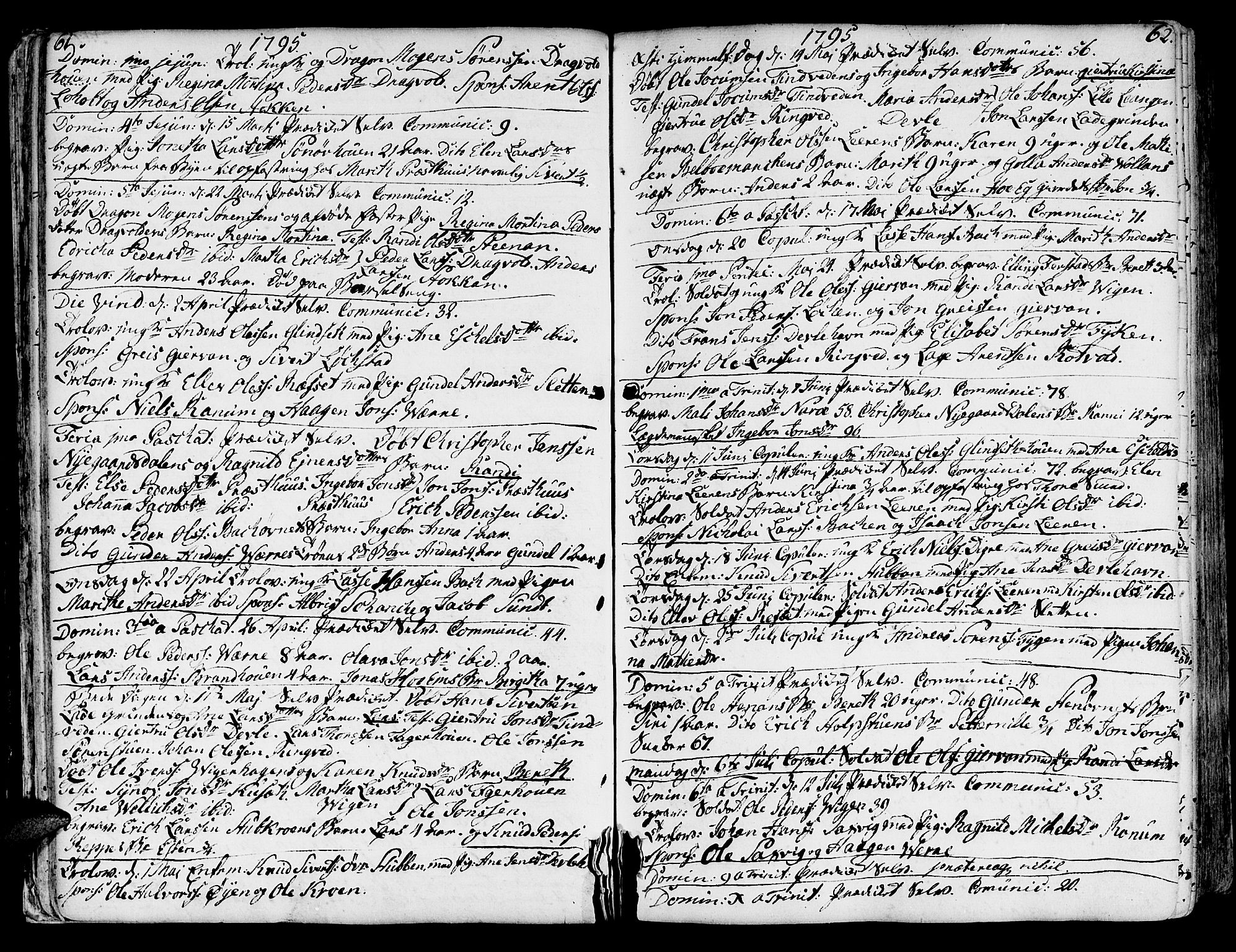 Ministerialprotokoller, klokkerbøker og fødselsregistre - Sør-Trøndelag, SAT/A-1456/606/L0280: Parish register (official) no. 606A02 /1, 1781-1817, p. 61-62