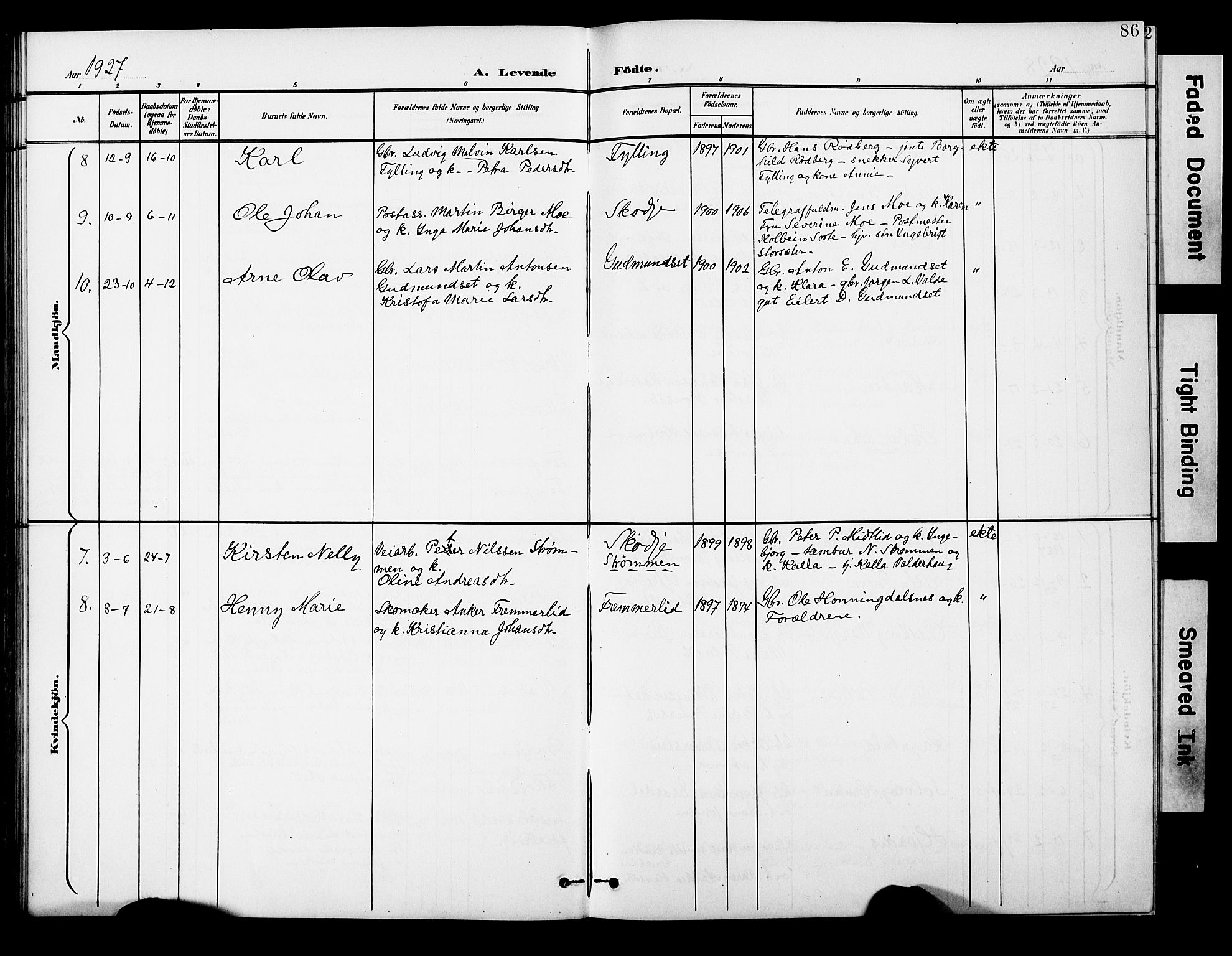 Ministerialprotokoller, klokkerbøker og fødselsregistre - Møre og Romsdal, AV/SAT-A-1454/524/L0366: Parish register (copy) no. 524C07, 1900-1931, p. 86