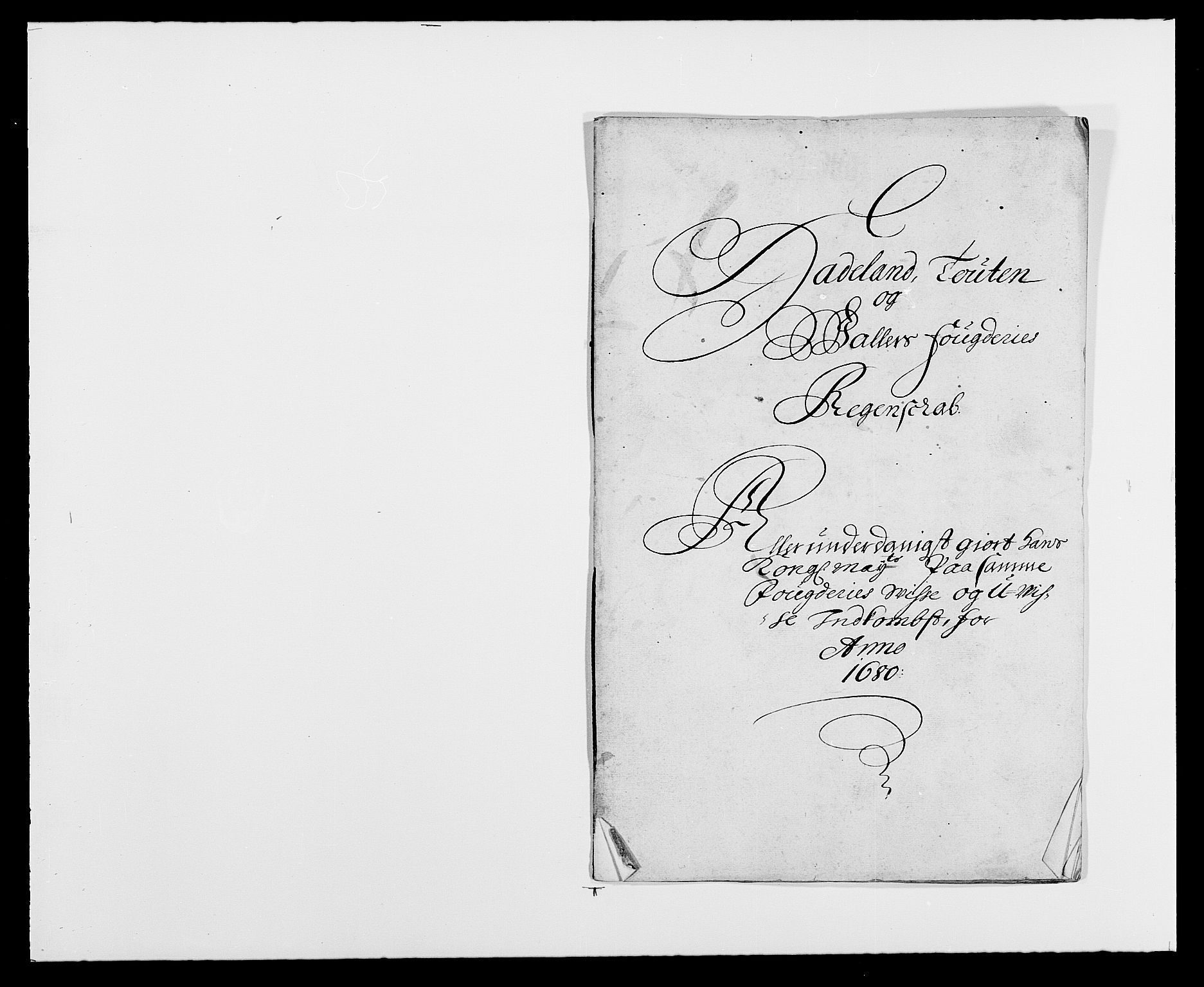 Rentekammeret inntil 1814, Reviderte regnskaper, Fogderegnskap, RA/EA-4092/R18/L1275: Fogderegnskap Hadeland, Toten og Valdres, 1680, p. 1