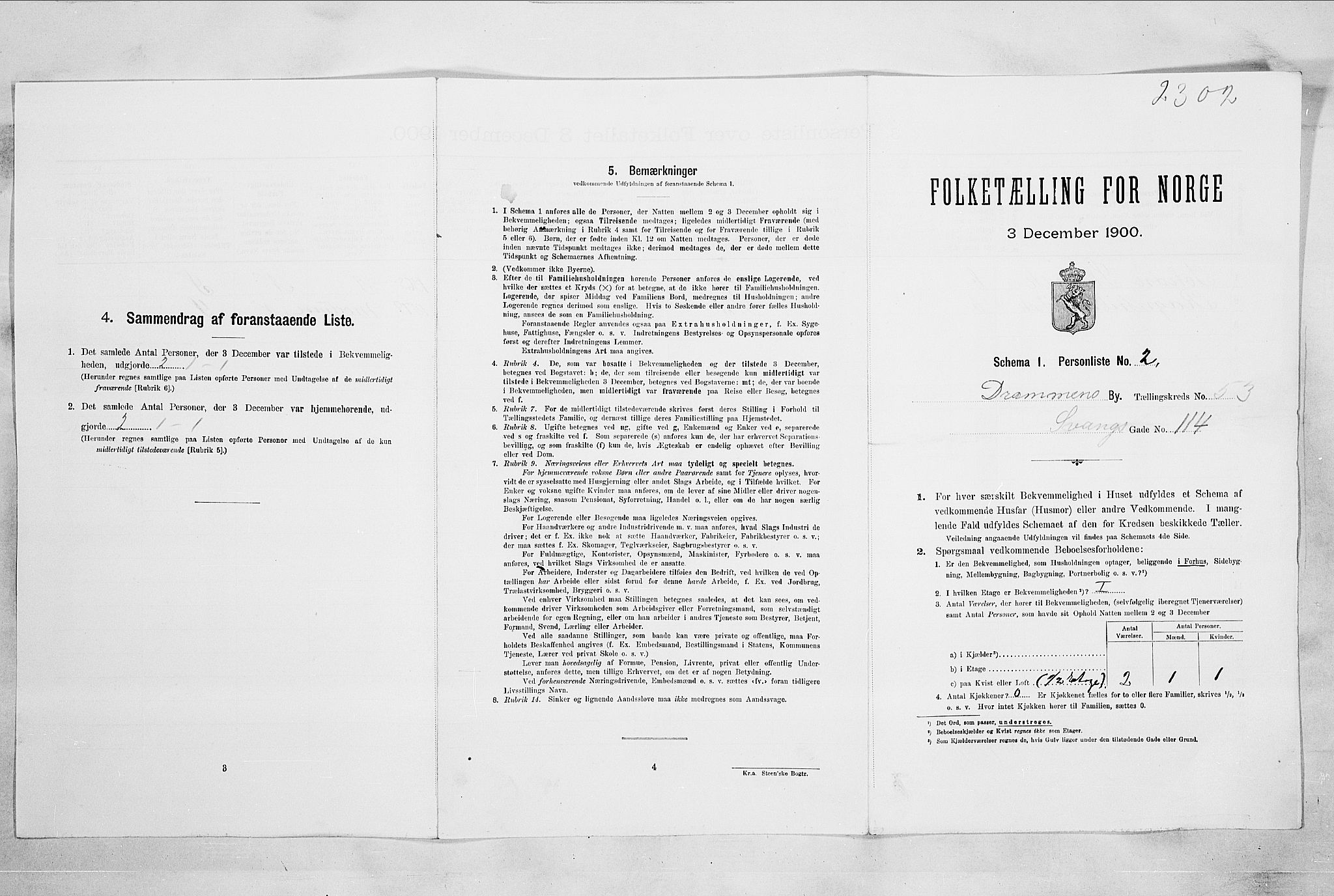RA, 1900 census for Drammen, 1900, p. 9304